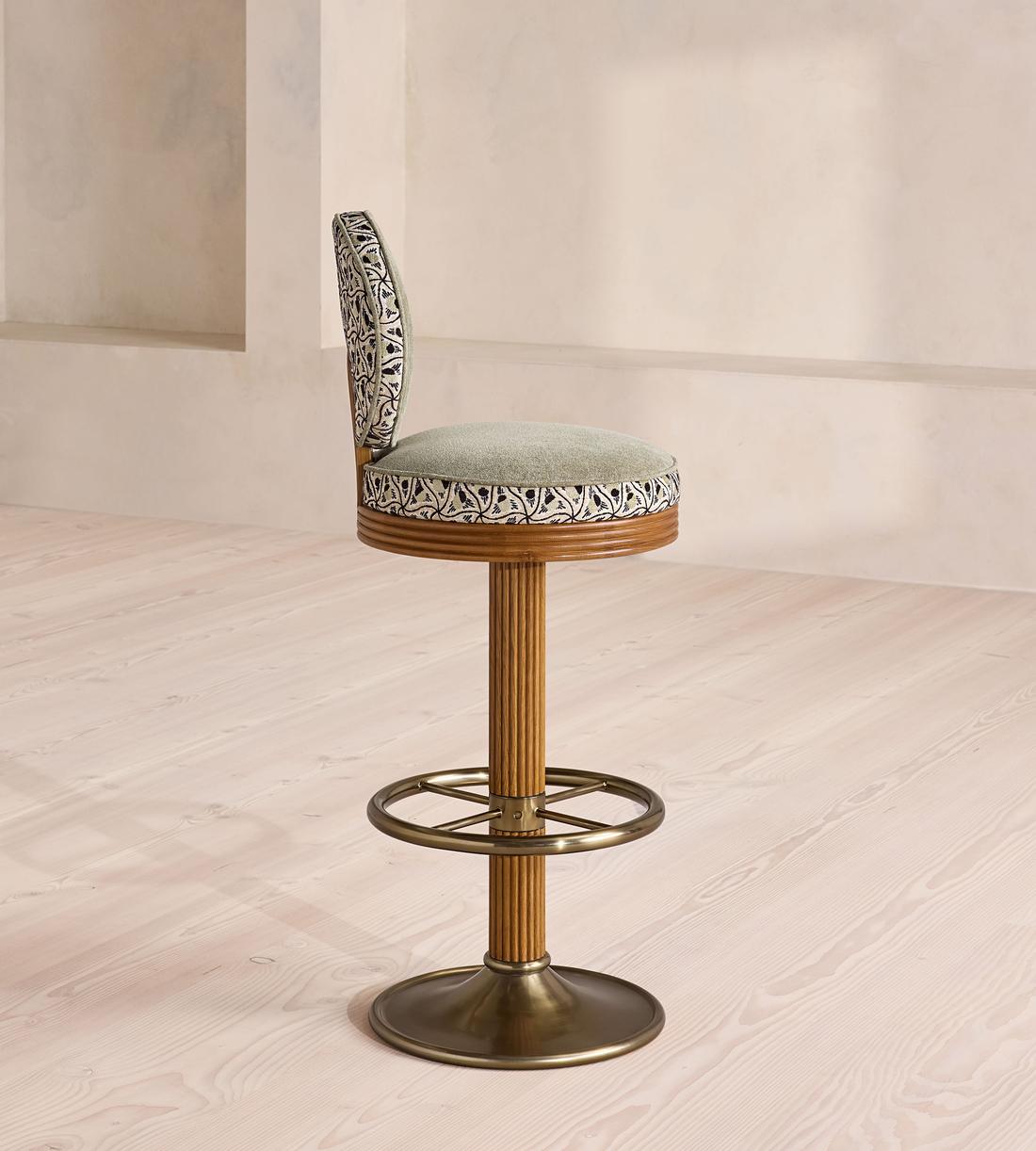 Alma Barstool - Murphy Jacquard & Sage Linen Chenille - UK - Images - Image 3