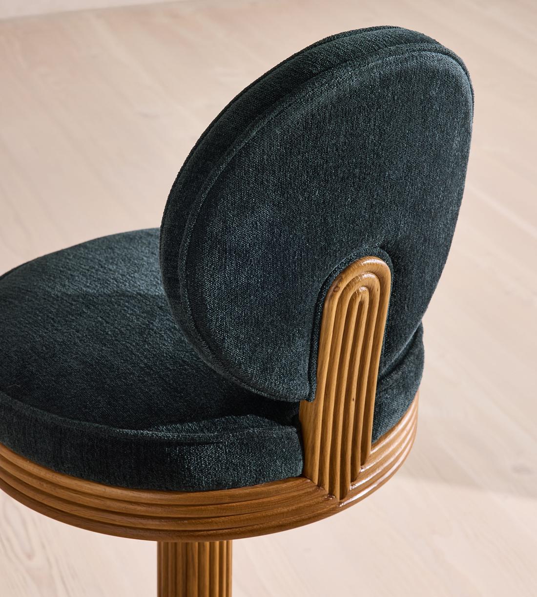 Alma Barstool - Linen Chenille - Deep Teal - US - Images - Image 5