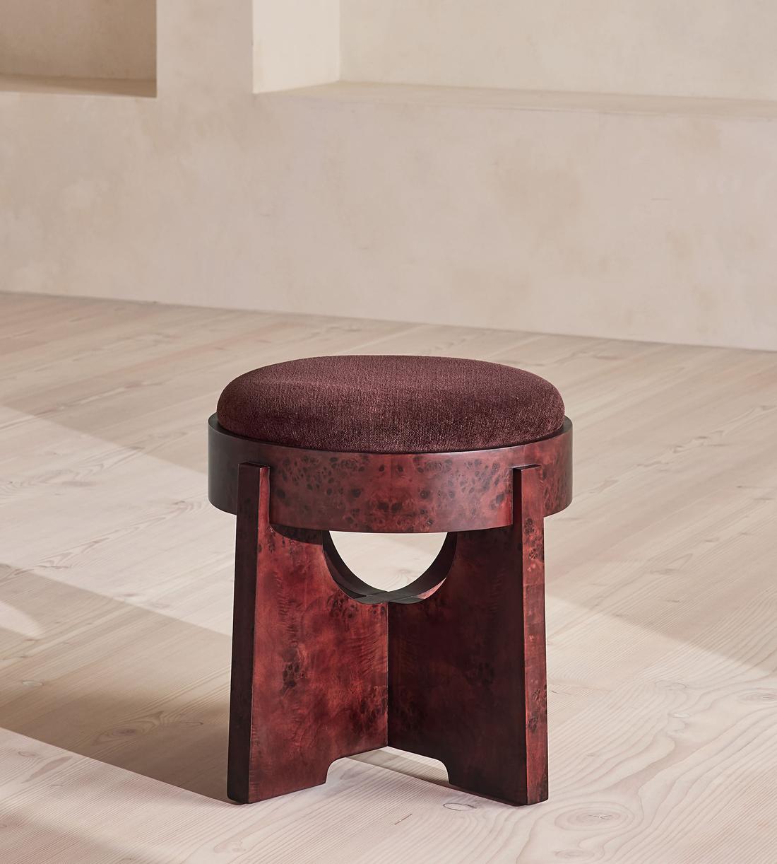 Dalton Burl Footstool - Linen Chenille - Bordeaux - US - Listing - Image 2