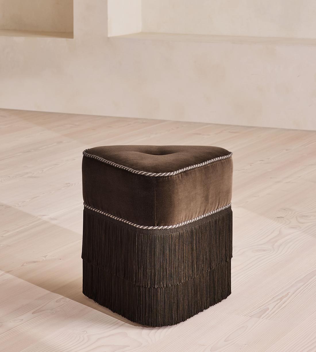 Marta Footstool - Velvet - Chocolate - UK - Listing - Image 1
