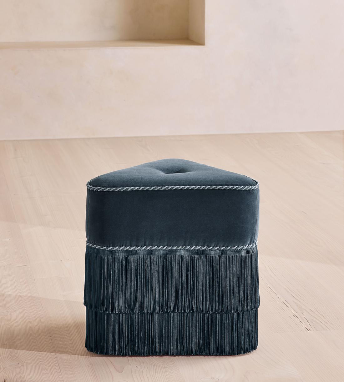 Marta Footstool - Velvet - Grey Blue - UK - Listing - Image 2