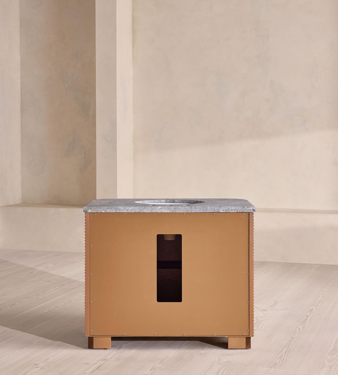 Kingsley Single Vanity Unit - Grey Emperador Marble - Images - Image 6