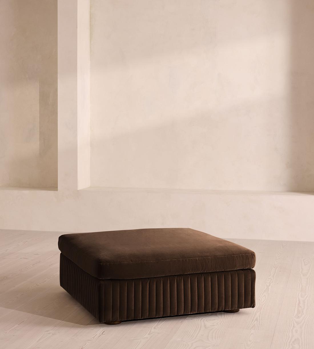 Oona Ottoman - Velvet - Chocolate - US - Listing - Image 1