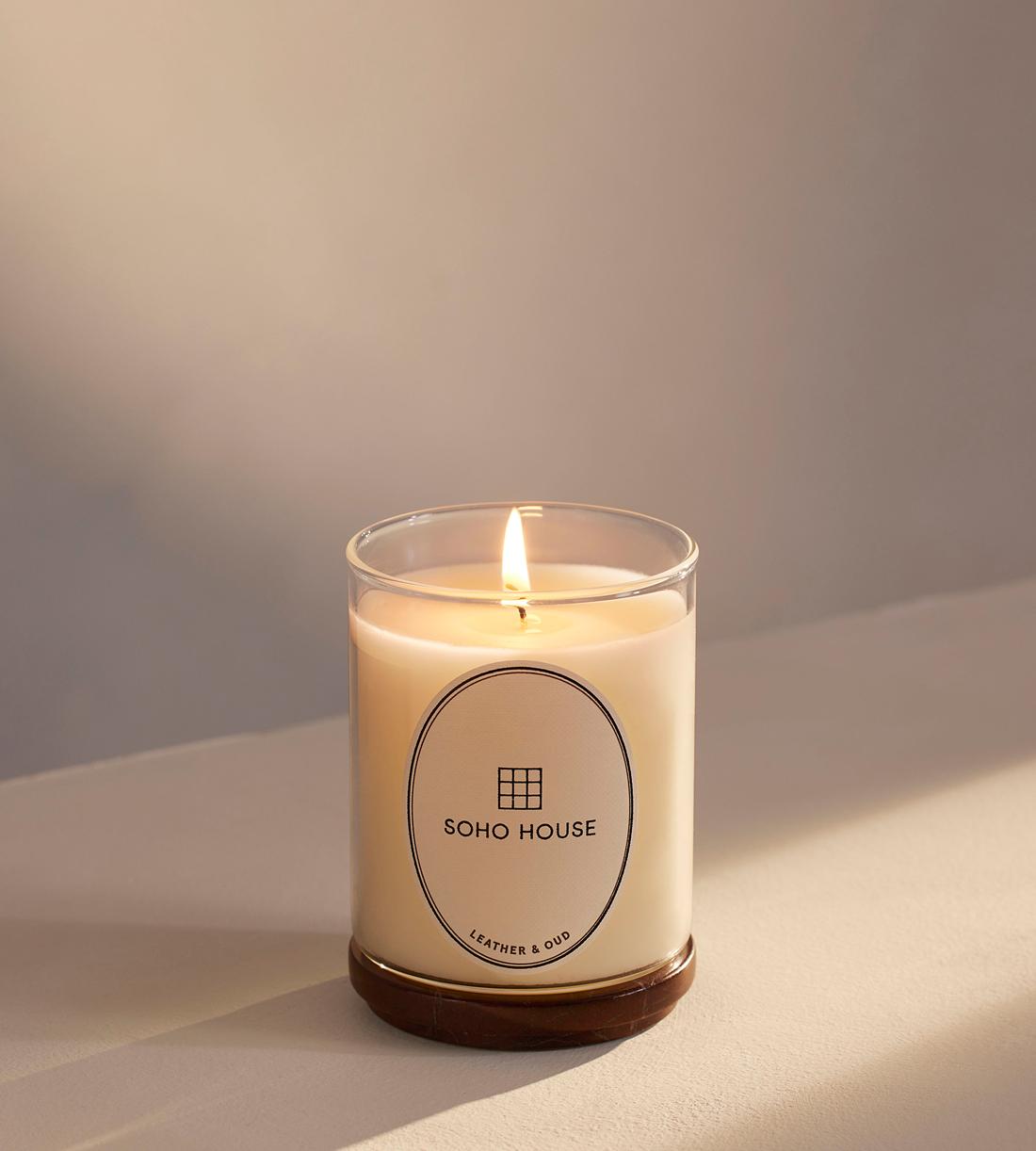 Leather & Oud Candle - Rosso Levanto Marble - Refill - 250g - Listing - Image 1