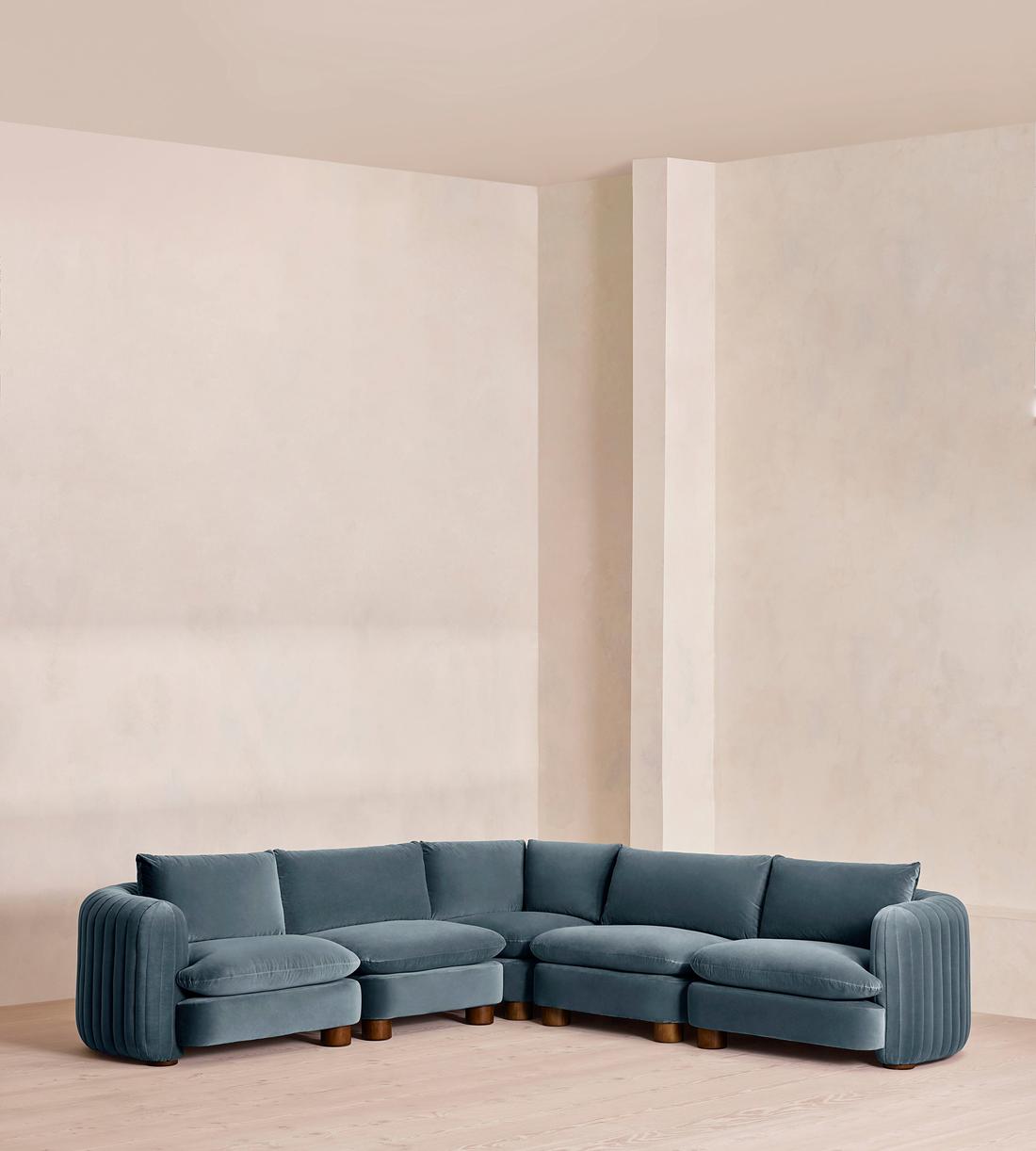 Vivienne Modular Corner Sofa - Velvet Grey Blue - Listing - Image 1