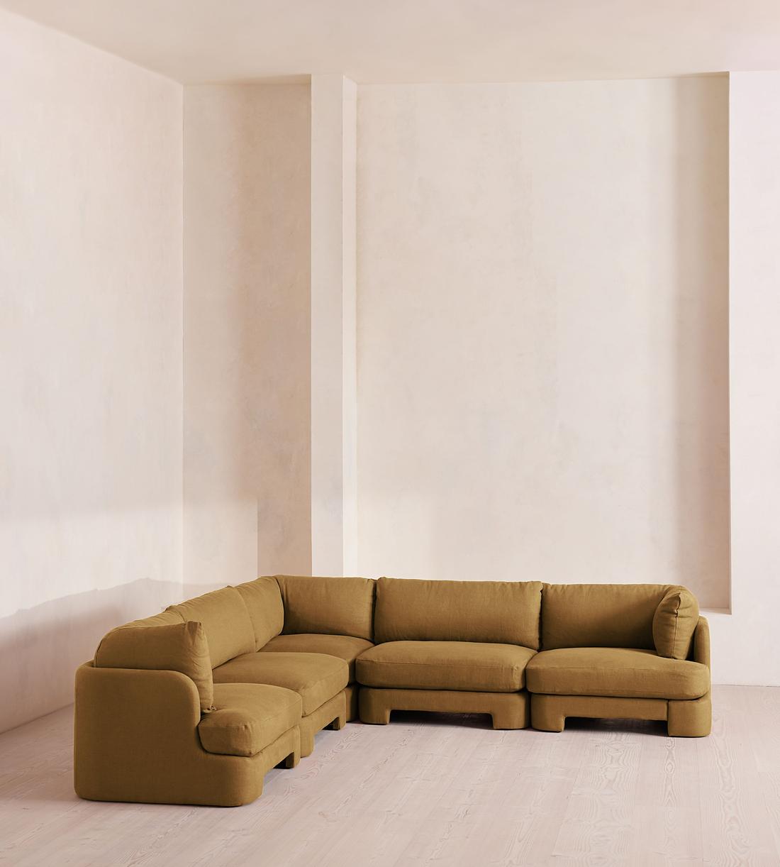 Odell Deeper Sit Modular Sofa - Corner Sofa - Linen - Ochre - Listing - Image 2