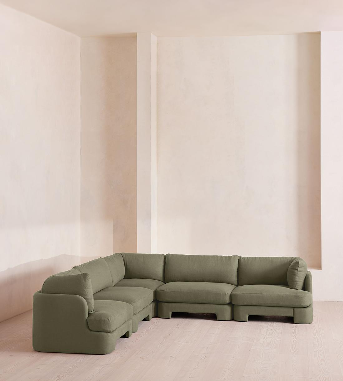 Odell Deeper Sit Modular Sofa - Corner Sofa - Linen - Sage - Listing - Image 2