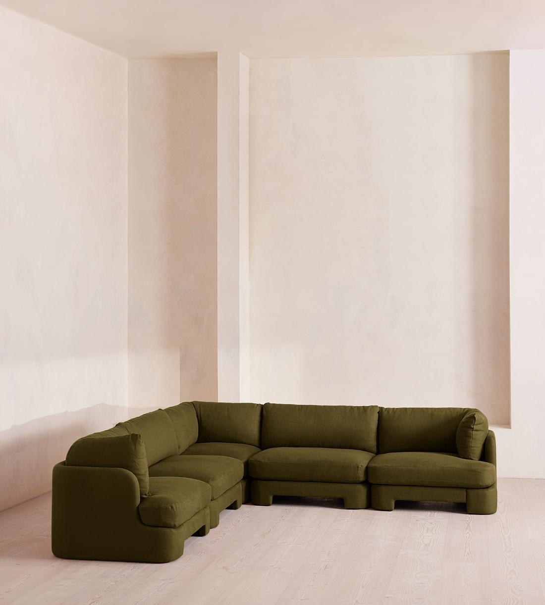 Odell Deeper Sit Modular Sofa - Corner Sofa - Linen - Olive - Listing - Image 2