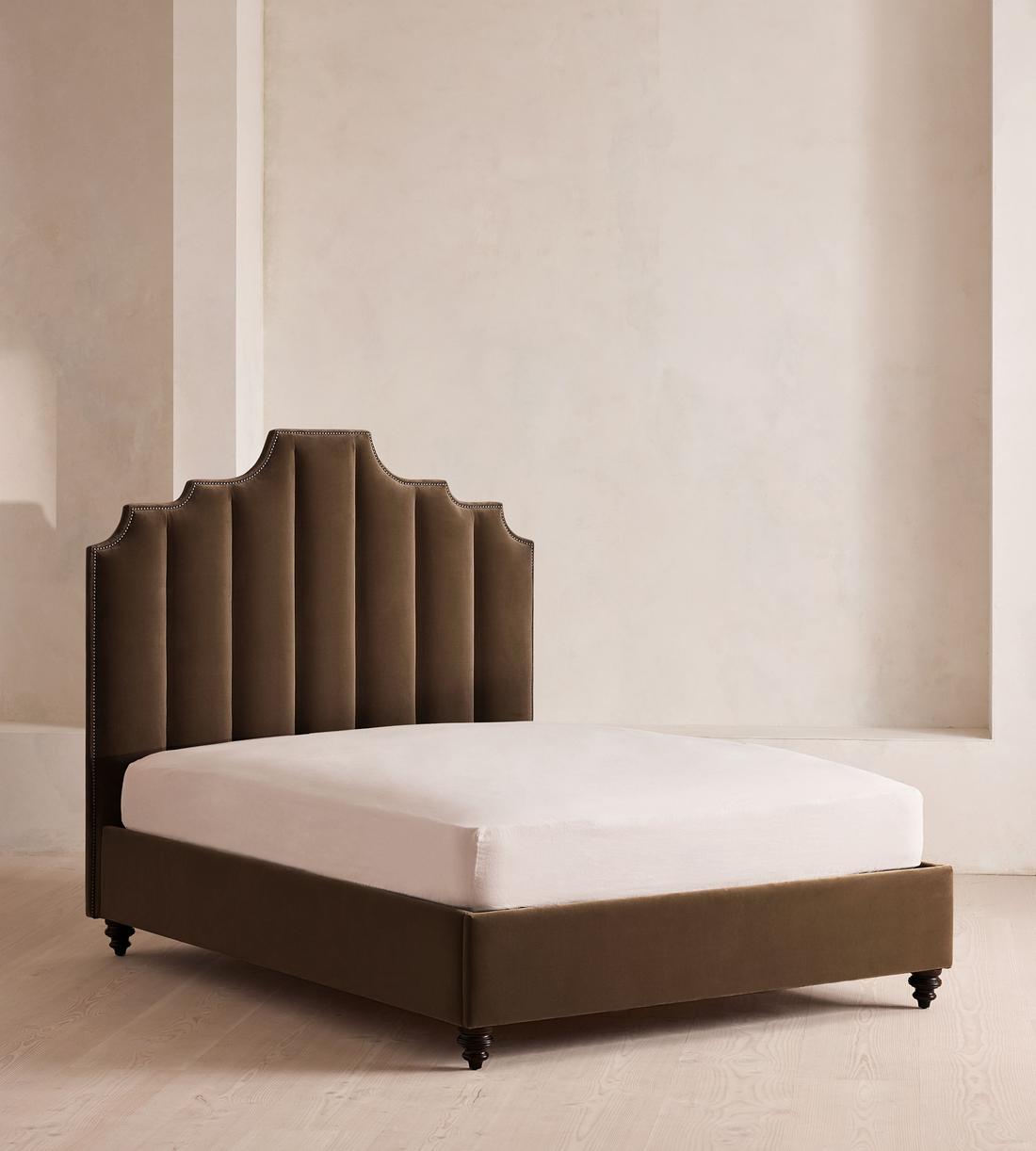 Gerrard Bed - Double - Velvet - Chocolate - Listing - Image 1
