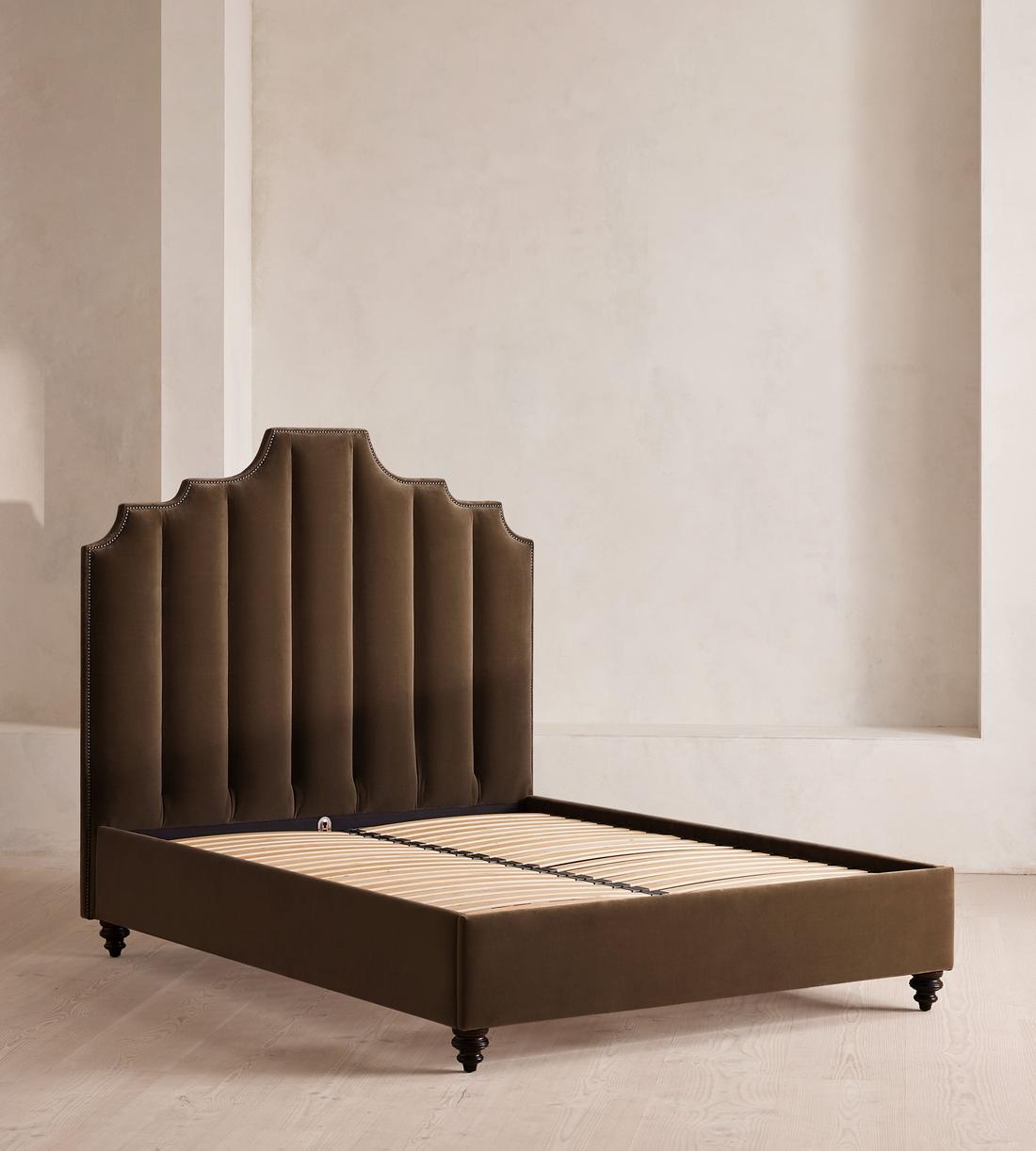 Gerrard Bed - Double - Velvet - Chocolate - Images - Image 5