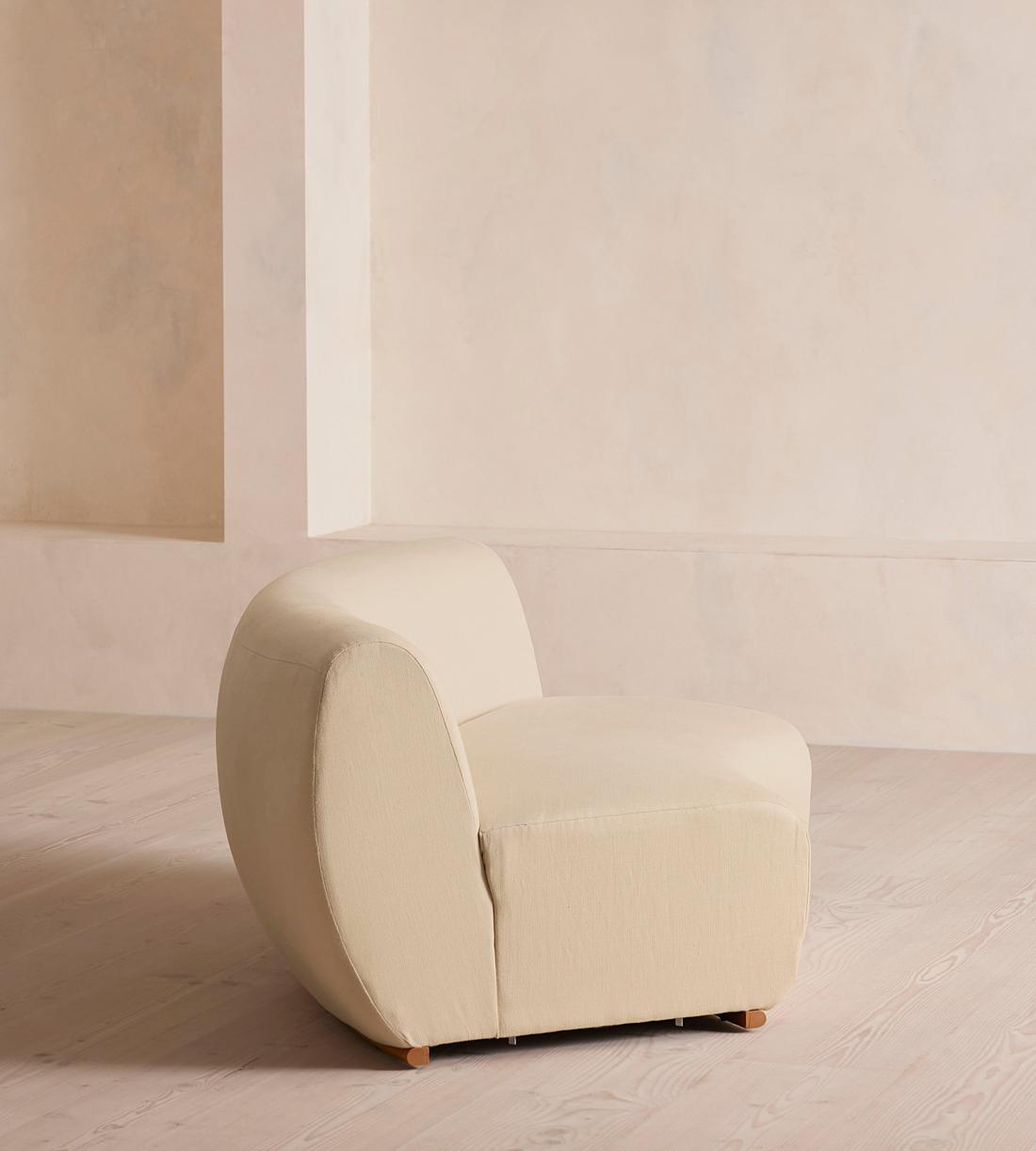 Aline Serpentine Modular Sofa - Left Section - Linen - Bisque - UK - Image 8