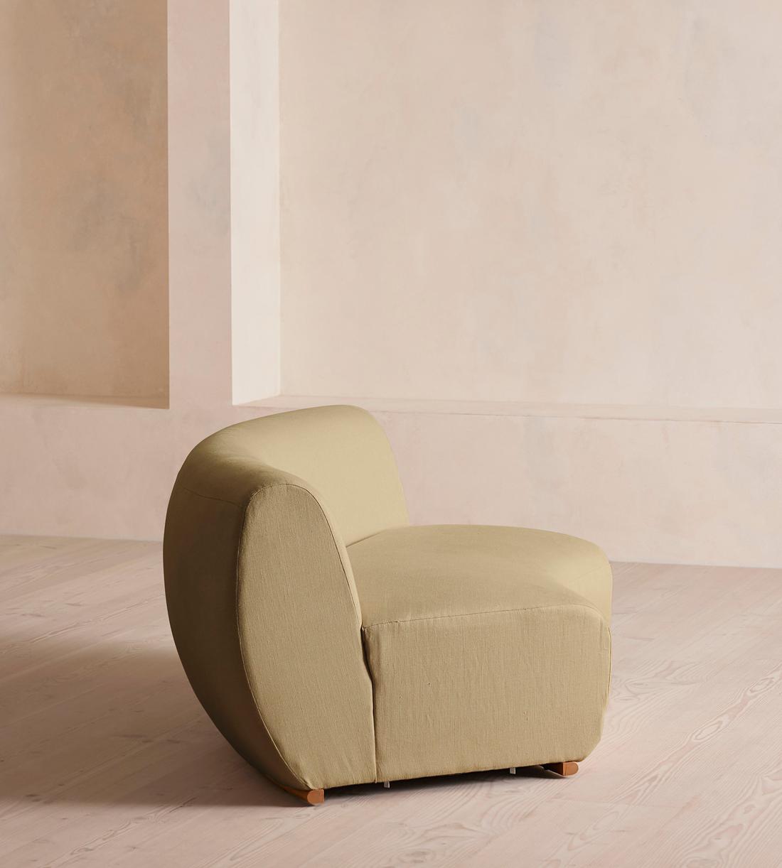 Aline Serpentine Modular Sofa - Middle Section - Linen - Wheat - UK - Image 8