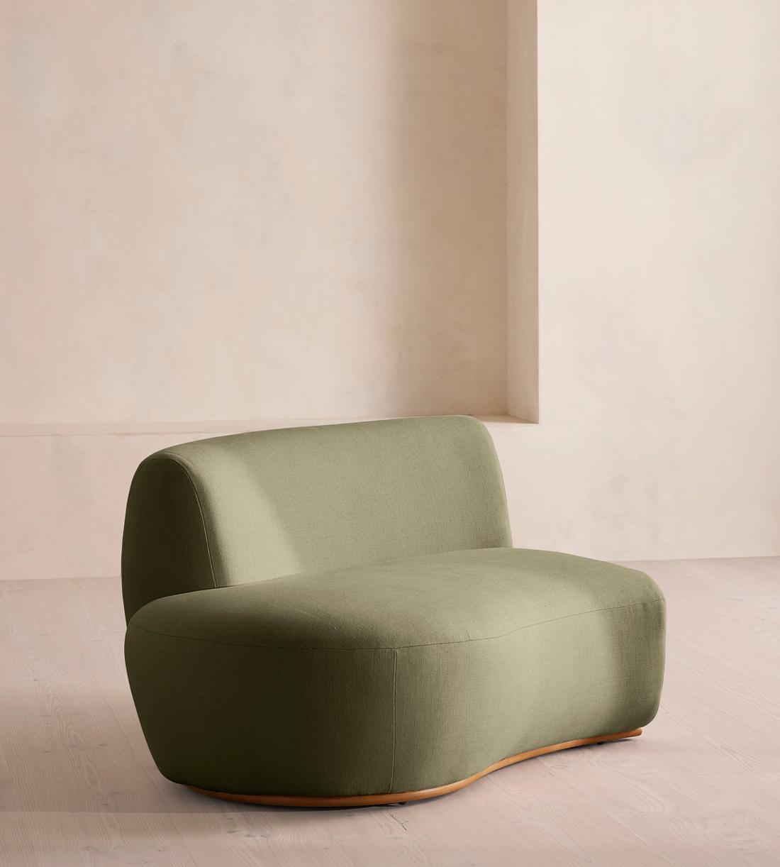 Aline Serpentine Modular Sofa - Middle Section - Linen - Sage - UK - Image 2