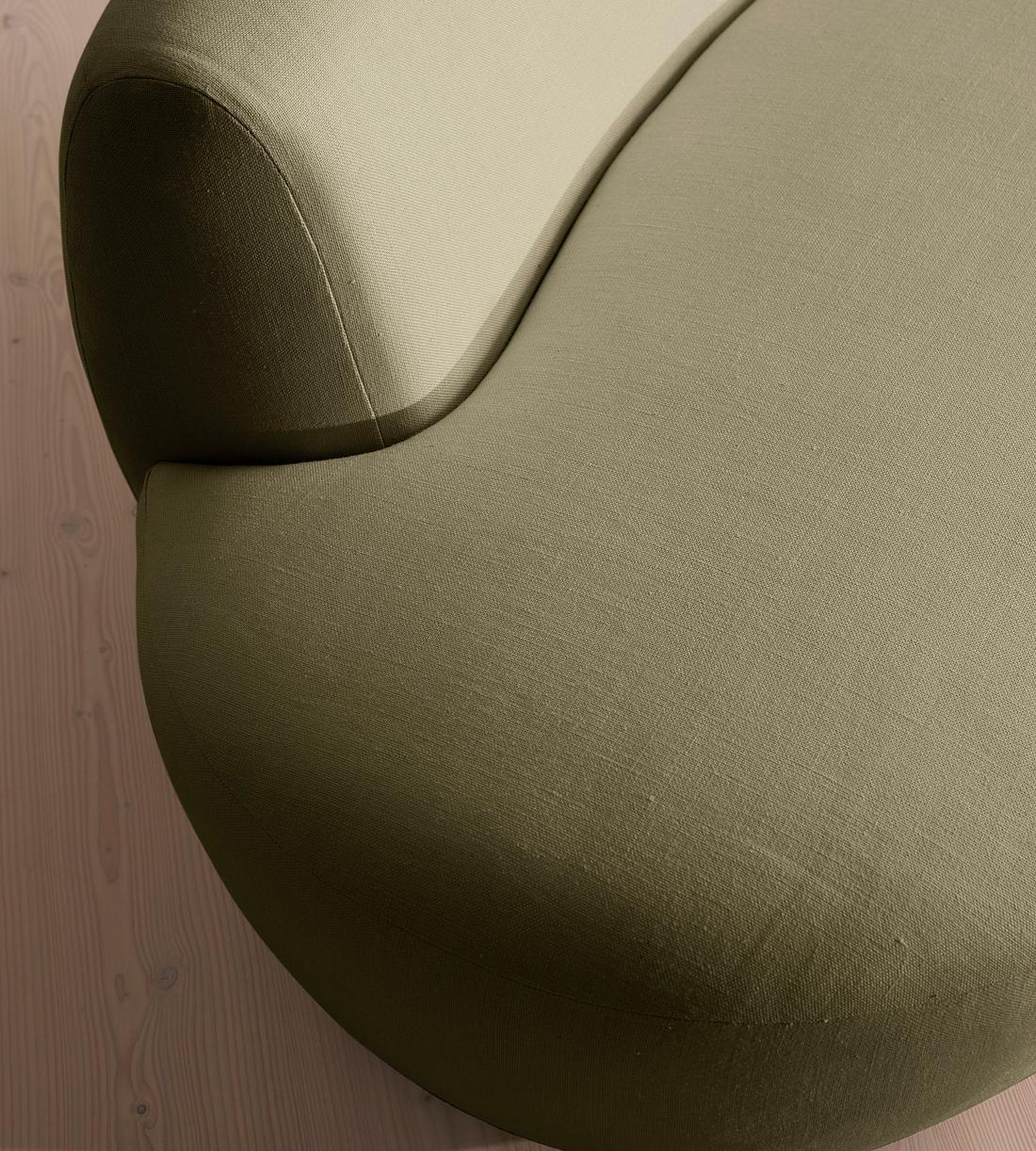 Aline Serpentine Modular Sofa - Middle Section - Linen - Sage - UK - Image 5