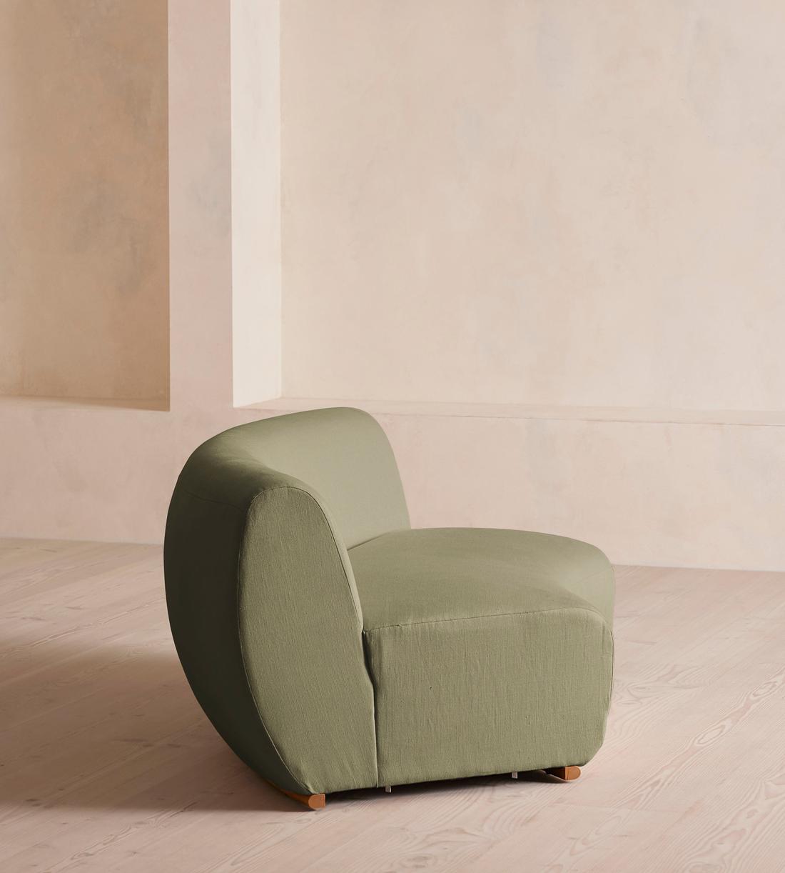 Aline Serpentine Modular Sofa - Middle Section - Linen - Sage - UK - Image 8