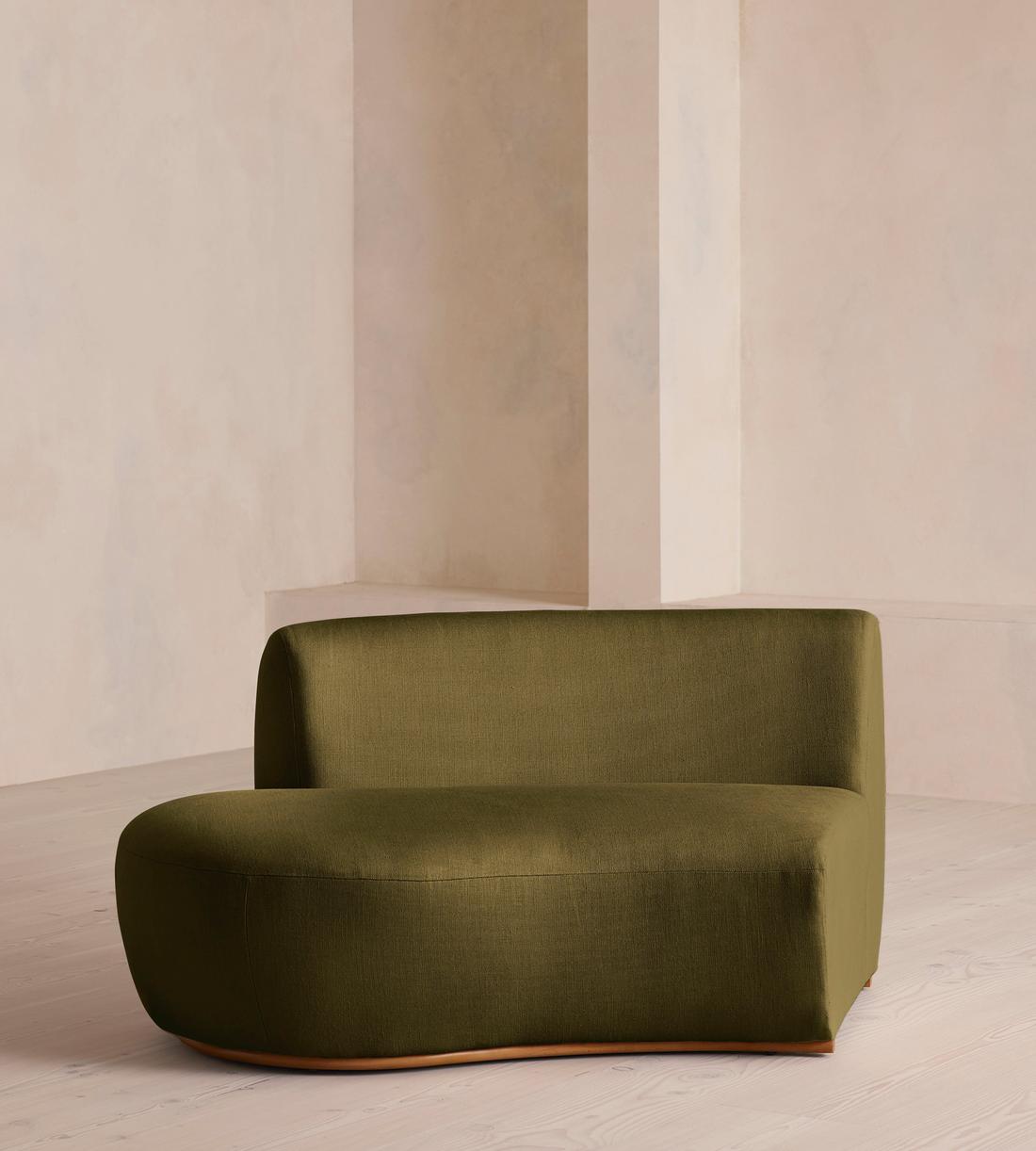 Aline Serpentine Modular Sofa - Middle Section - Linen - Olive - UK - Image 1
