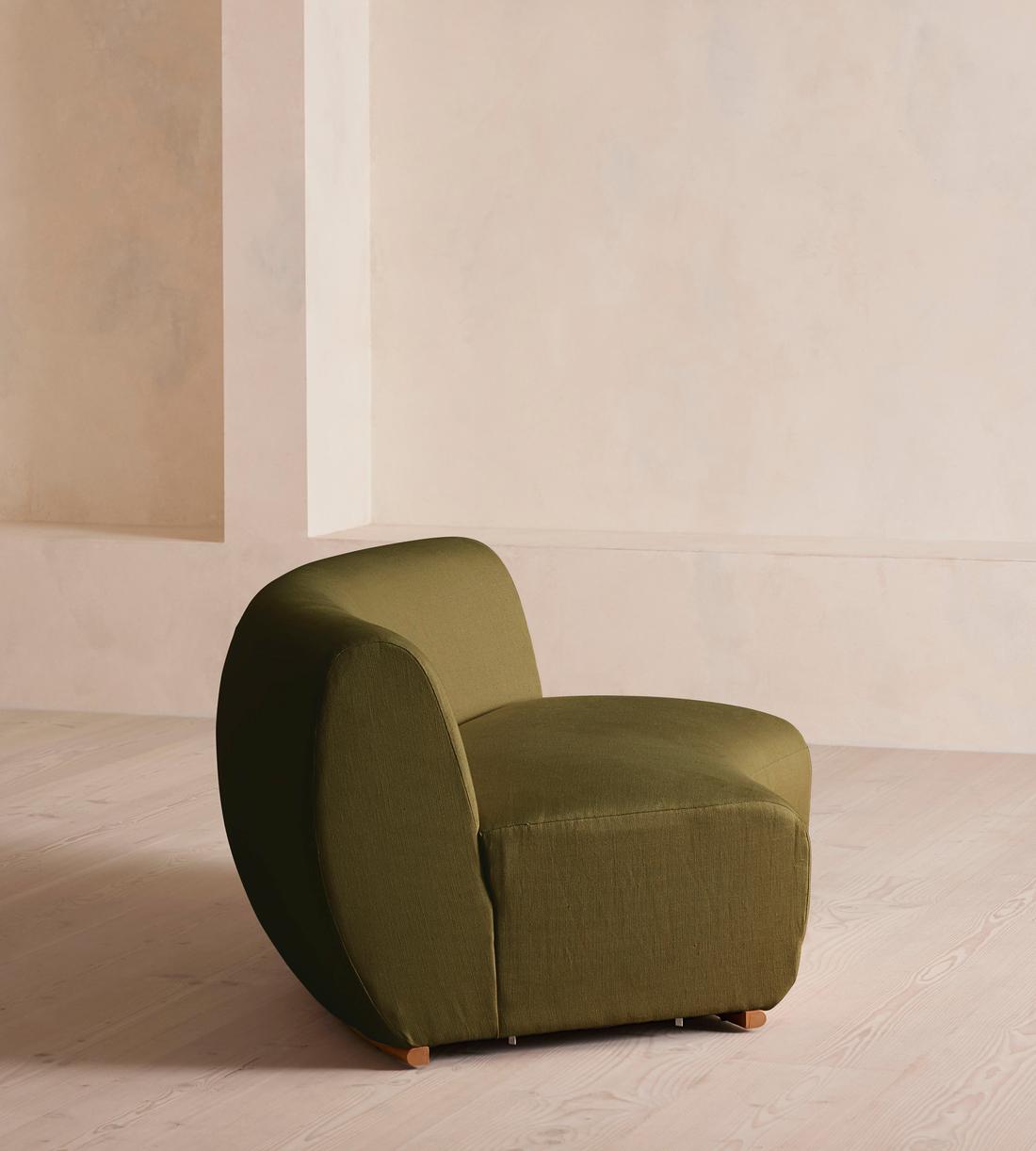 Aline Serpentine Modular Sofa - Middle Section - Linen - Olive - UK - Image 8