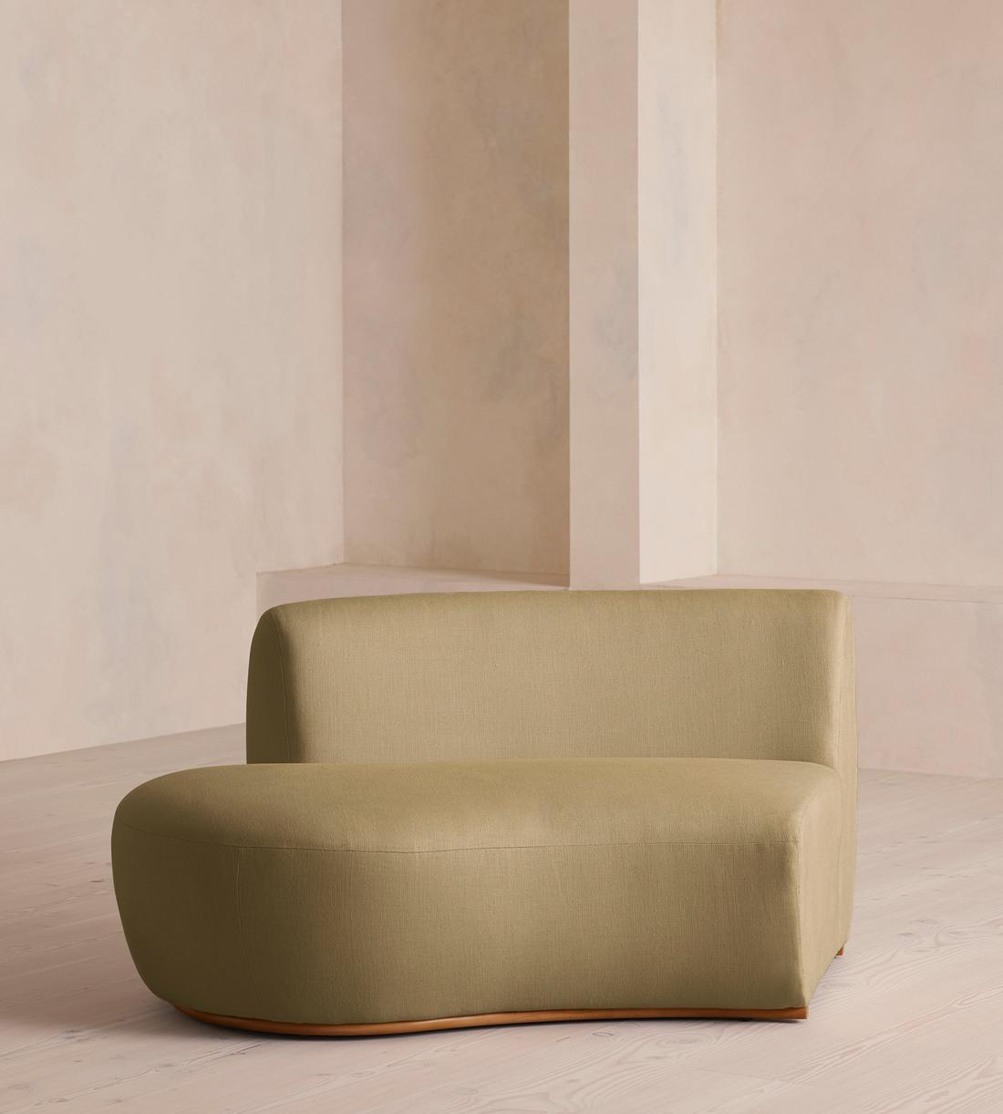 Aline Serpentine Sectional Sofa - Middle Section - Linen - Wheat - US - Image 1