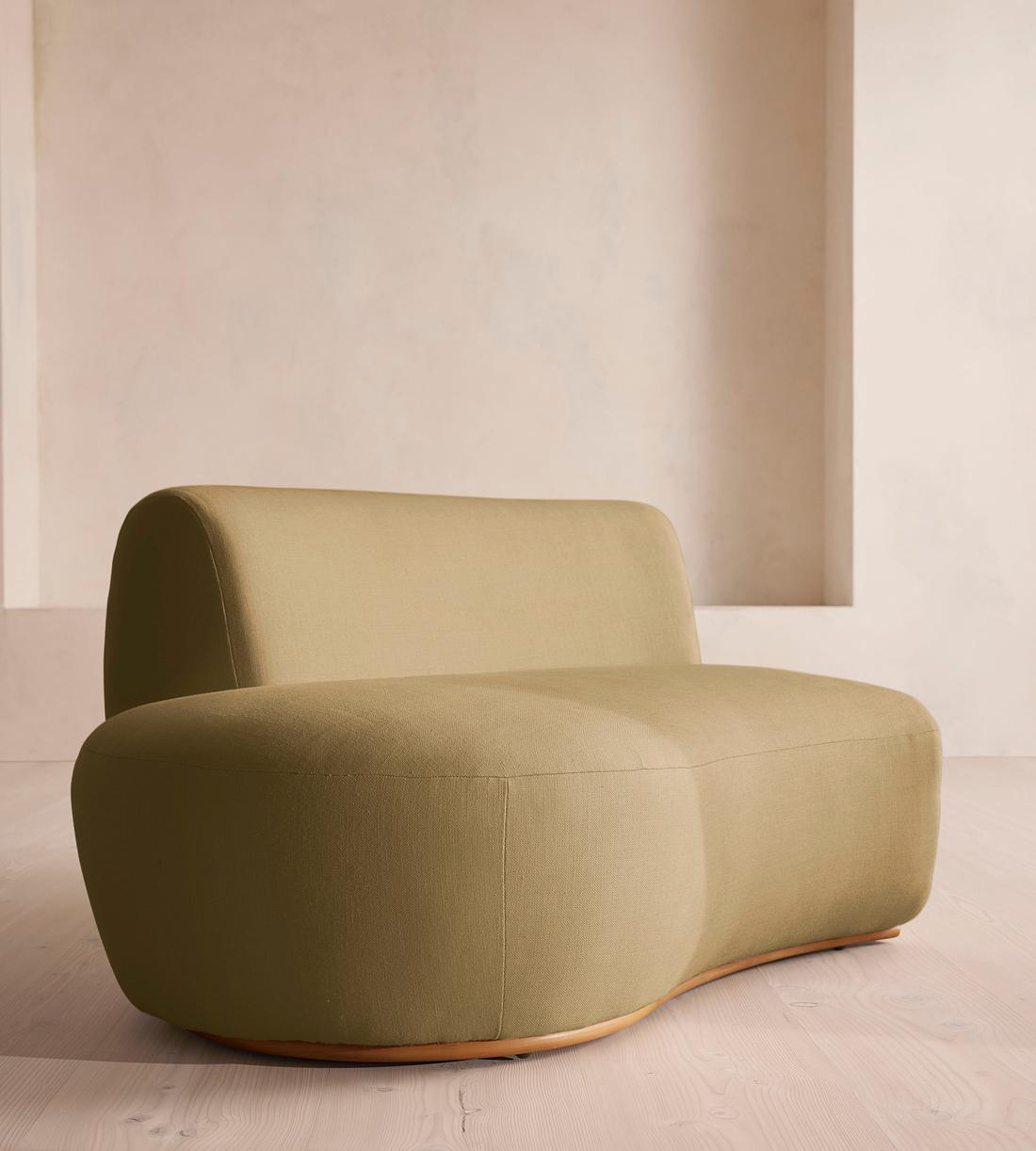 Aline Serpentine Sectional Sofa - Middle Section - Linen - Wheat - US - Image 6