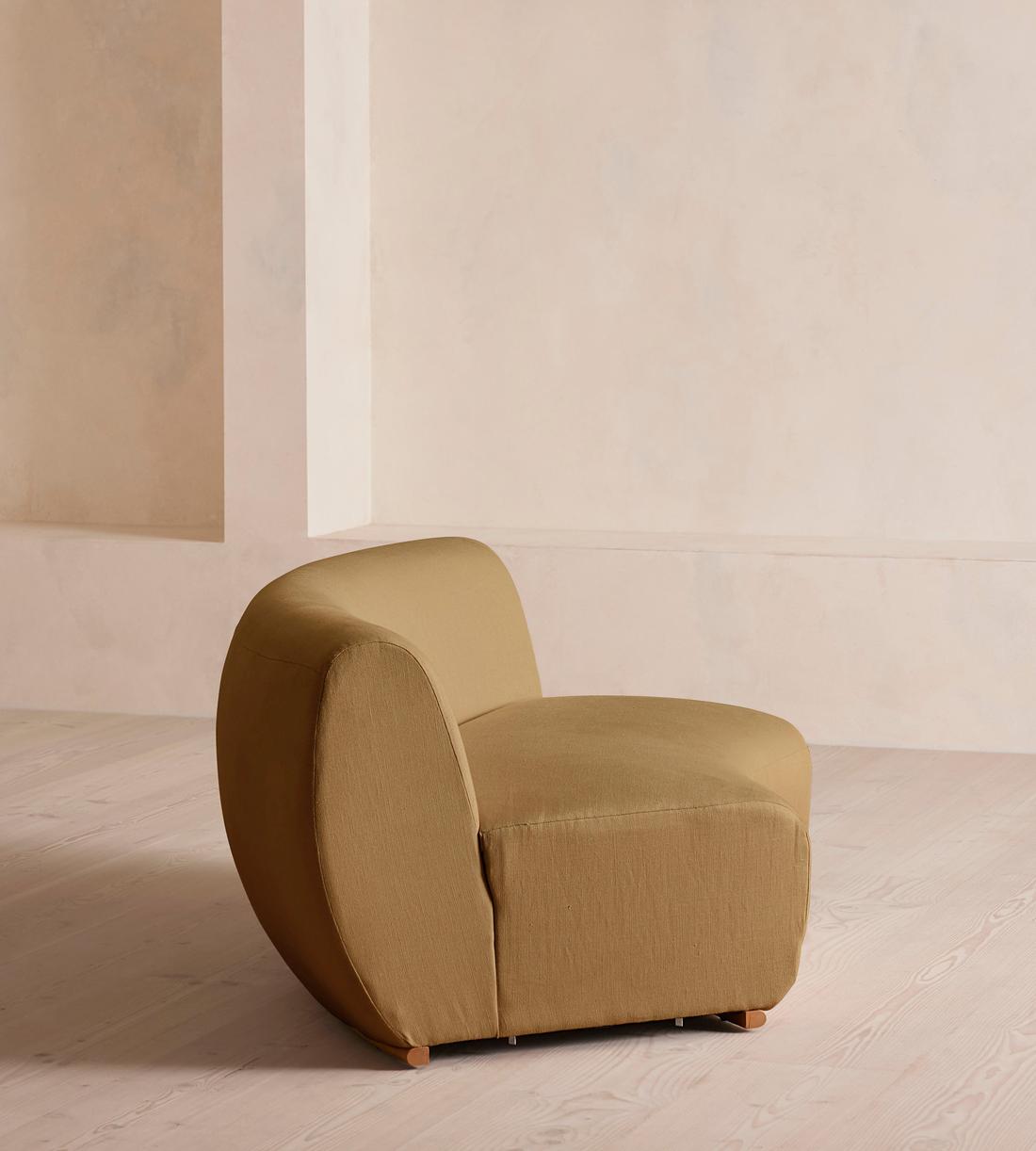 Aline Serpentine Sectional Sofa - Middle Section - Linen - Ochre - US - Image 8