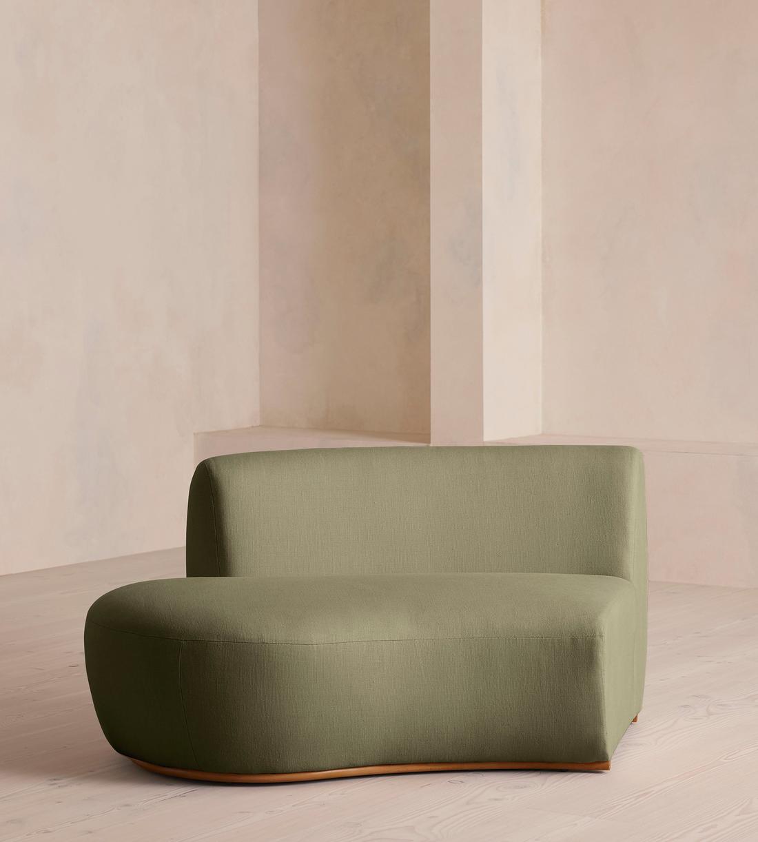Aline Serpentine Sectional Sofa - Middle Section - Linen - Sage - US - Image 1