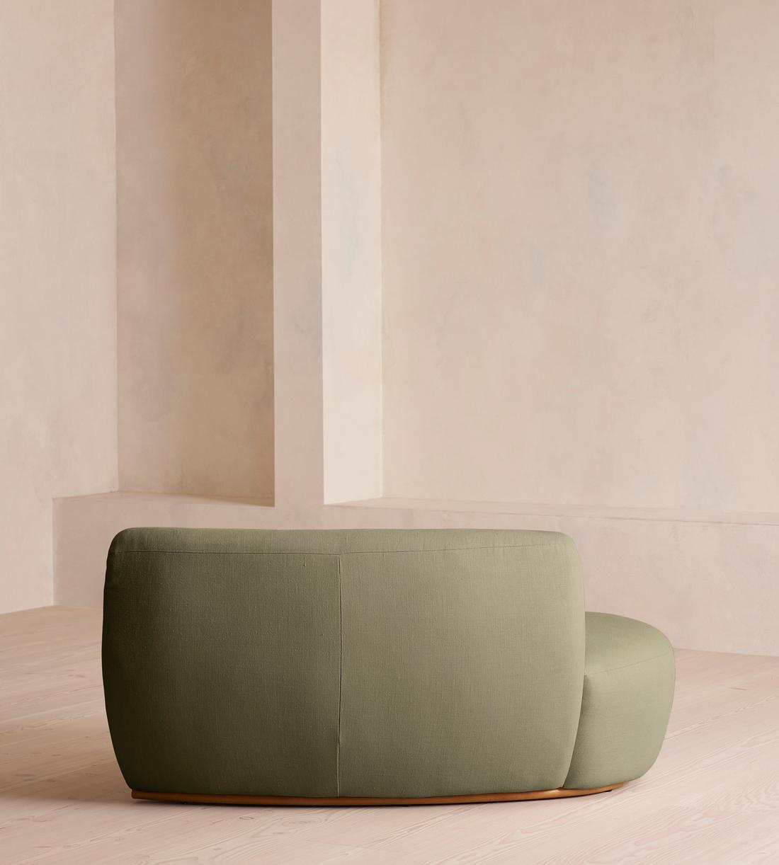 Aline Serpentine Sectional Sofa - Middle Section - Linen - Sage - US - Image 4
