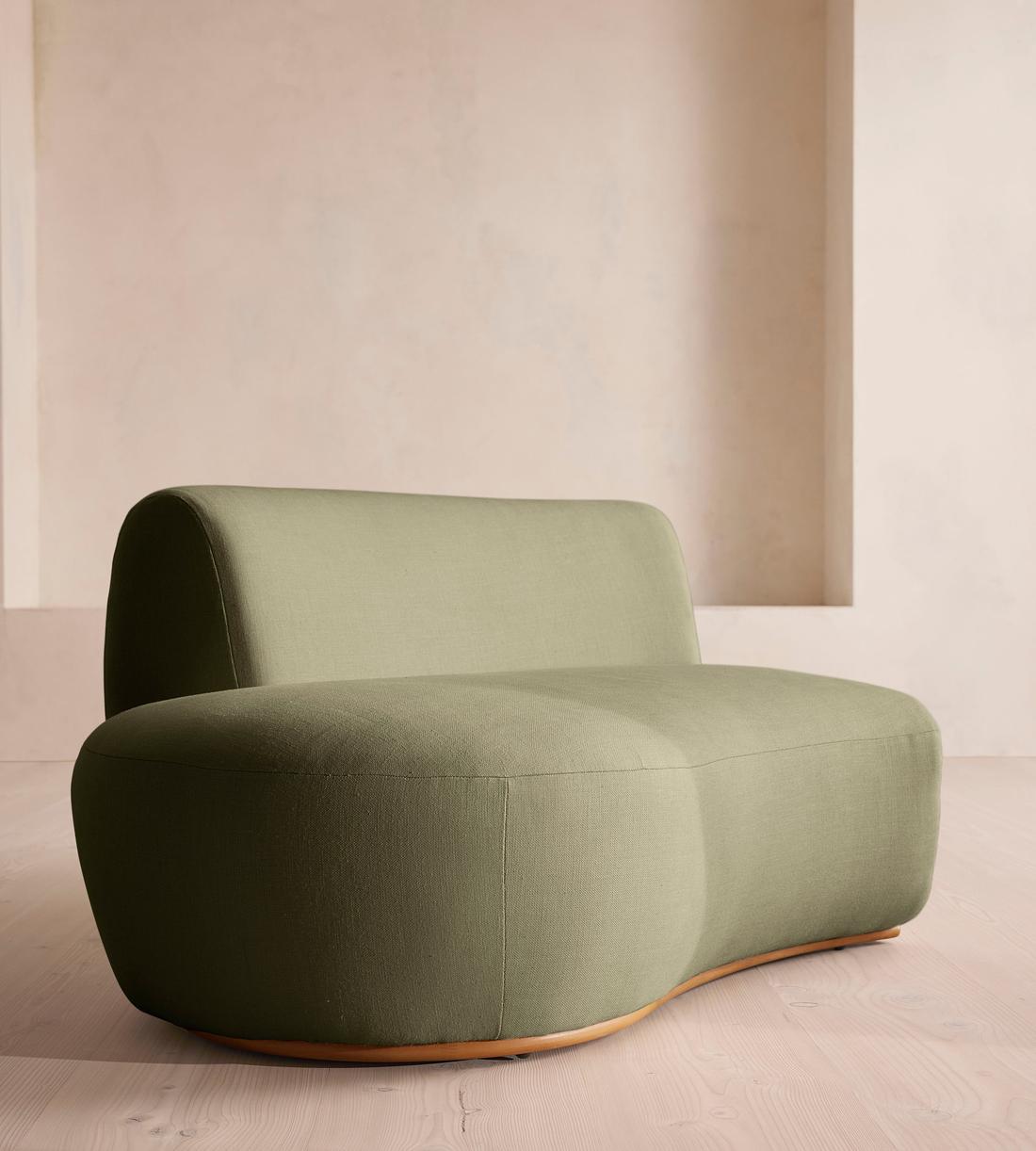 Aline Serpentine Sectional Sofa - Middle Section - Linen - Sage - US - Image 6