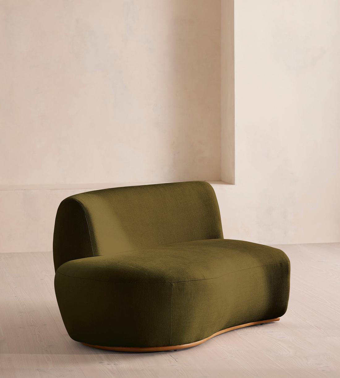 Aline Serpentine Sectional Sofa - Middle Section - Linen - Olive - US - Image 2