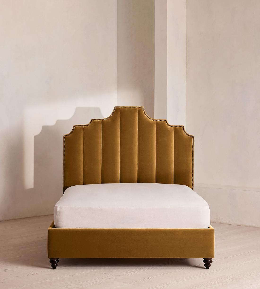 Gerrard Bed - Double - Velvet - Mustard - Listing - Image 2