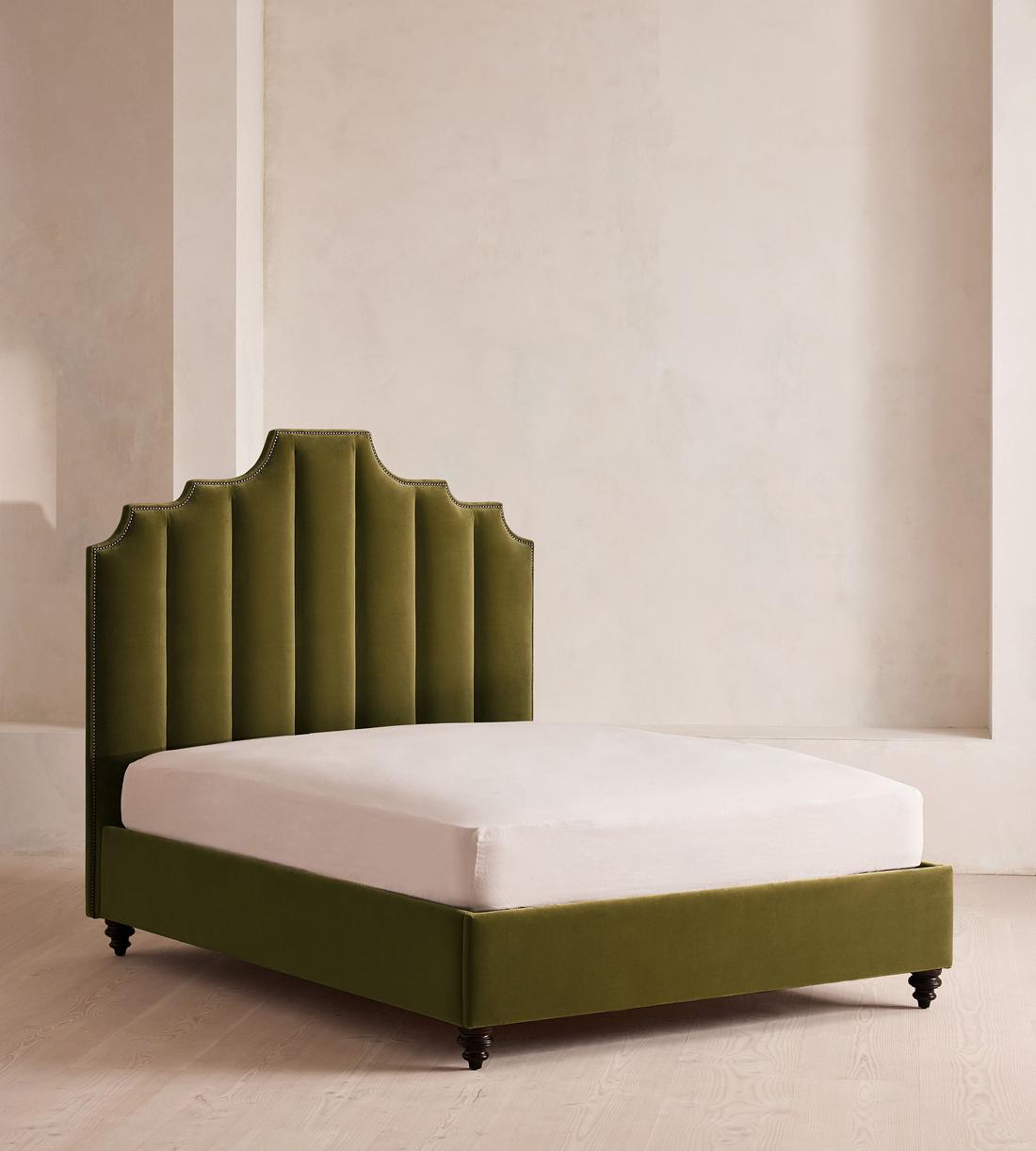 Gerrard Bed - Double - Velvet - Olive - Listing - Image 1