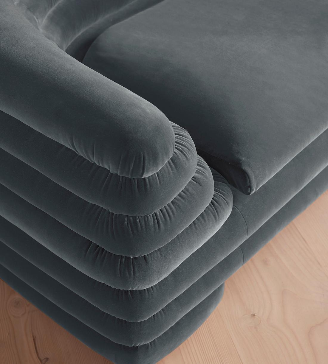 Laura Three Seater Sofa - Velvet - Grey Blue - US - Images - Image 5