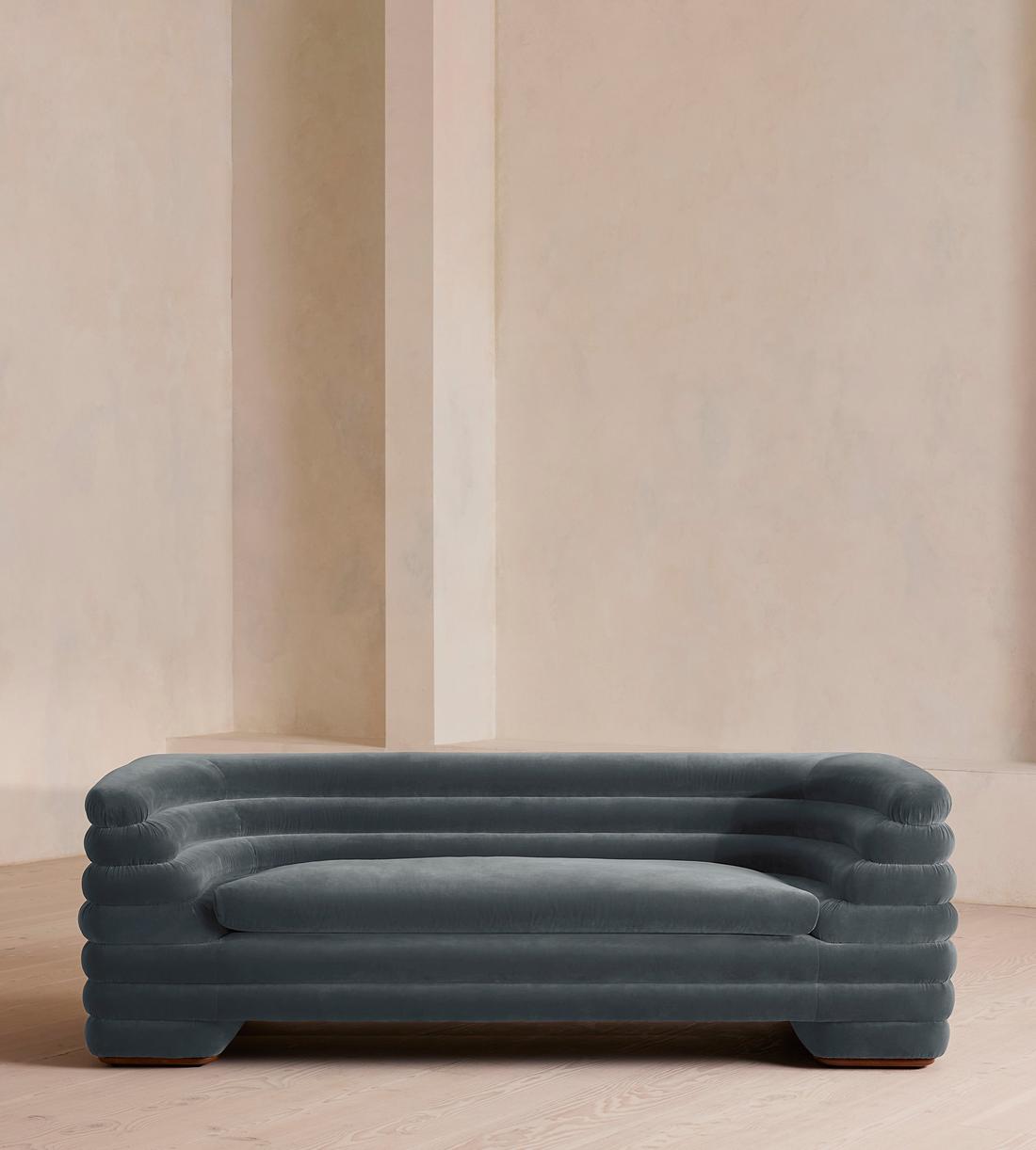 Laura Three Seater Sofa - Velvet - Grey Blue - US - Listing - Image 2