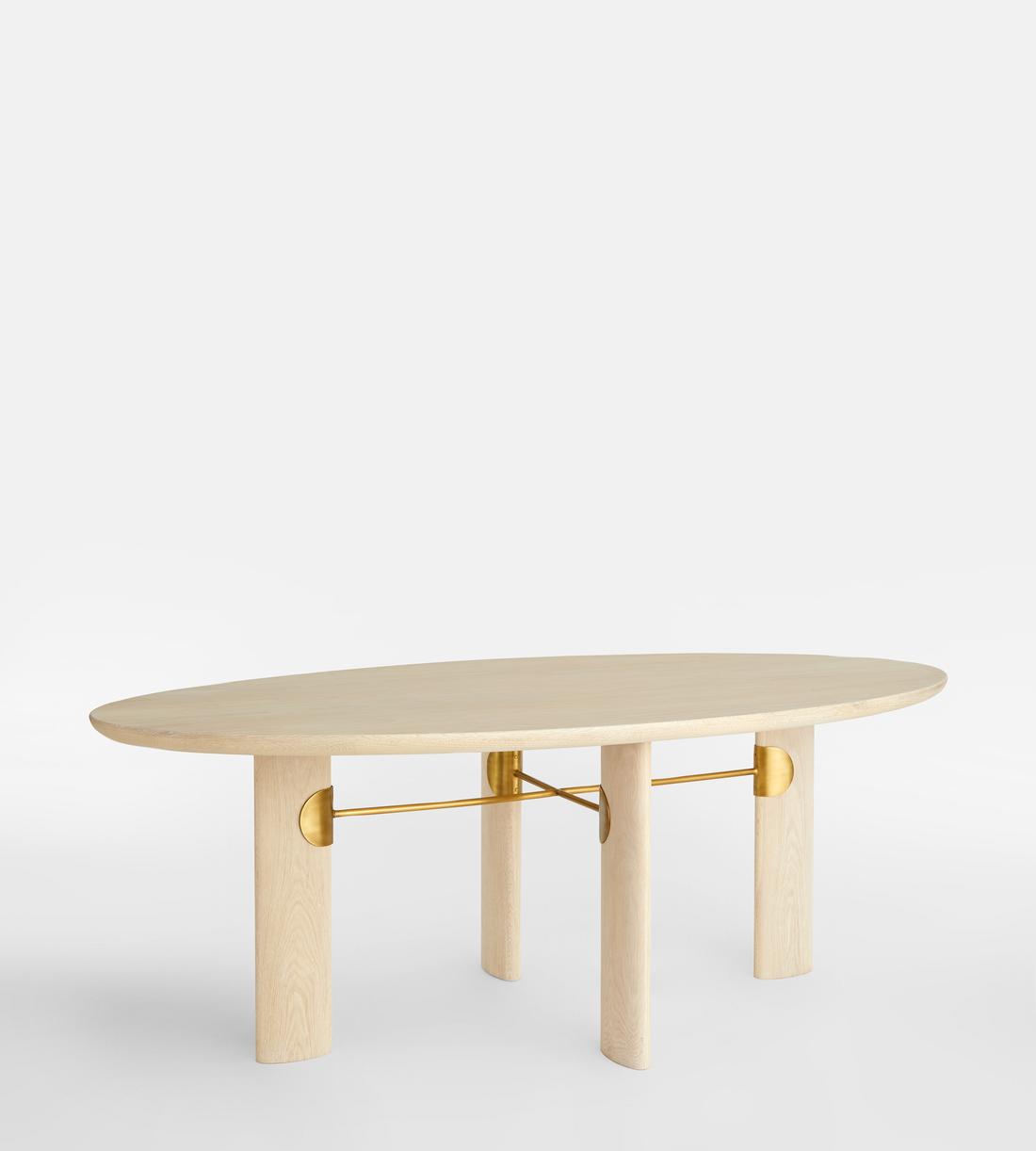 Celena Oval Dining Table - Bleached Oak & Brass - Listing - Image 2