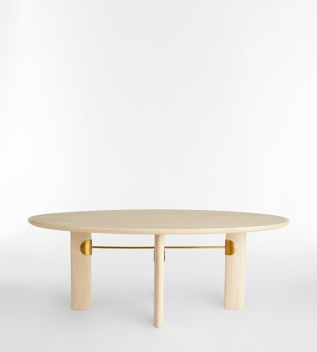 Celena Oval Dining Table - Bleached Oak & Brass - Images - Image 3