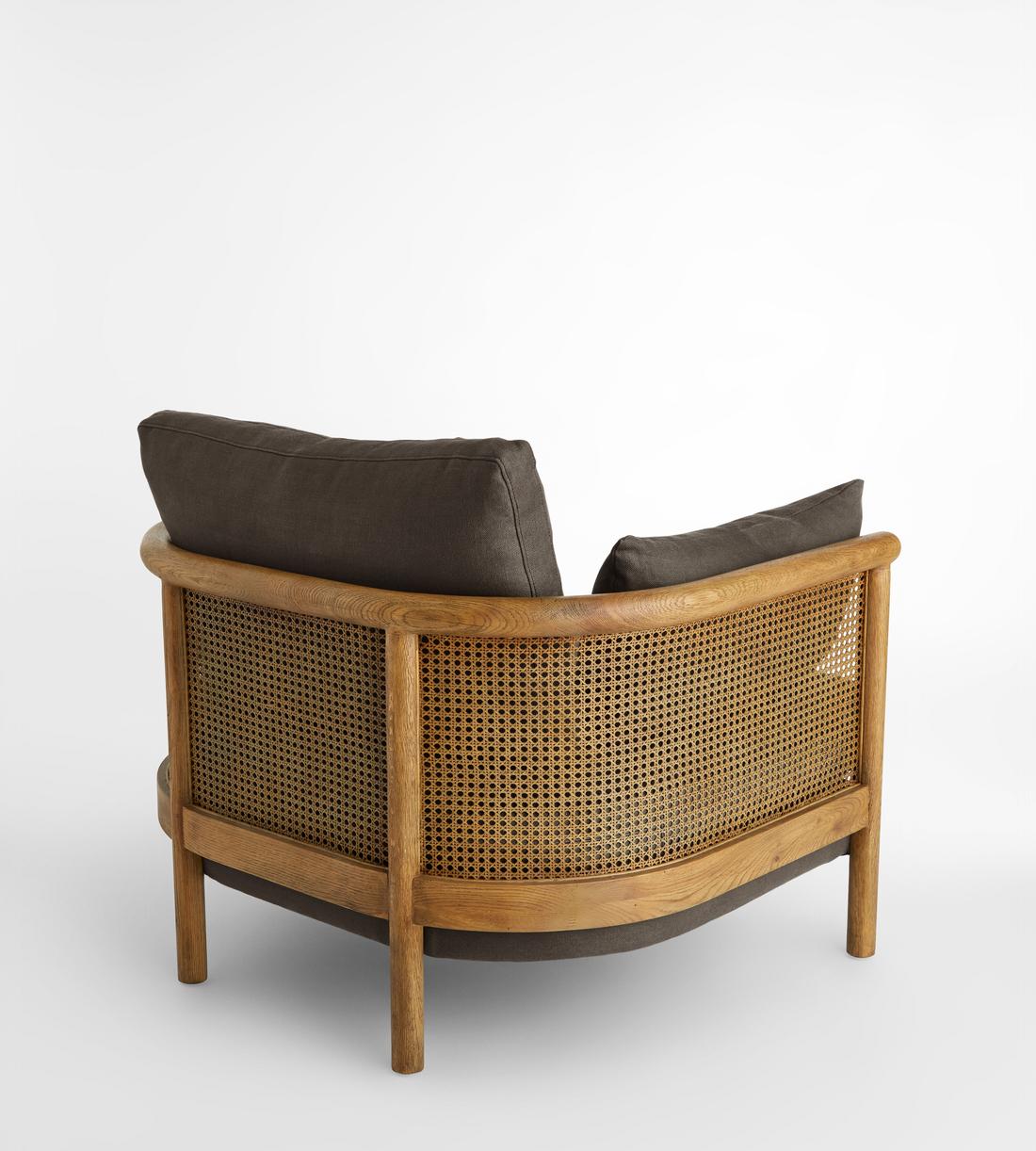 Sydney Cane Armchair - Washed Linen Charcoal - Images - Image 5