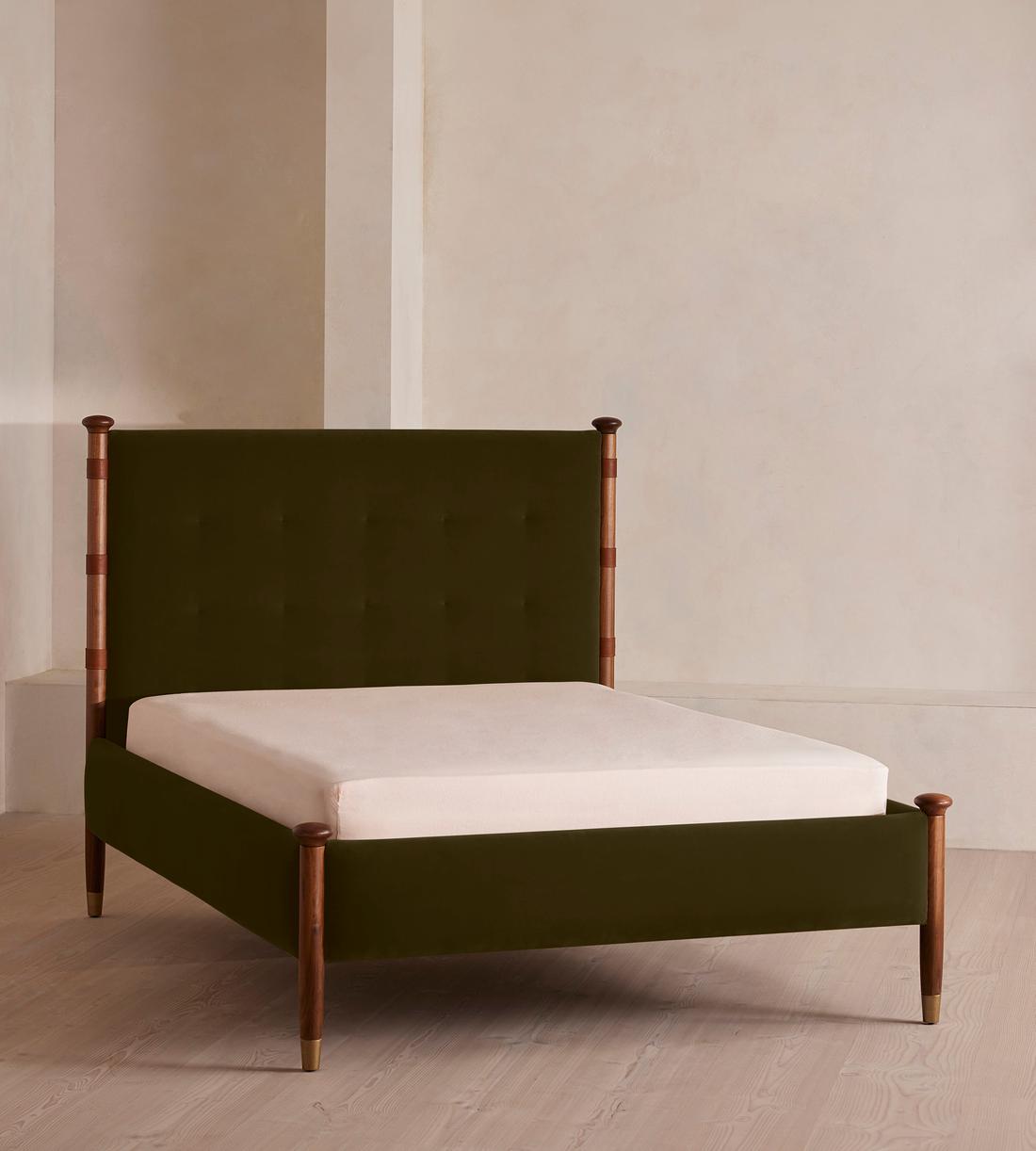 Paolo Bed - Double - Velvet - Olive - Listing - Image 1