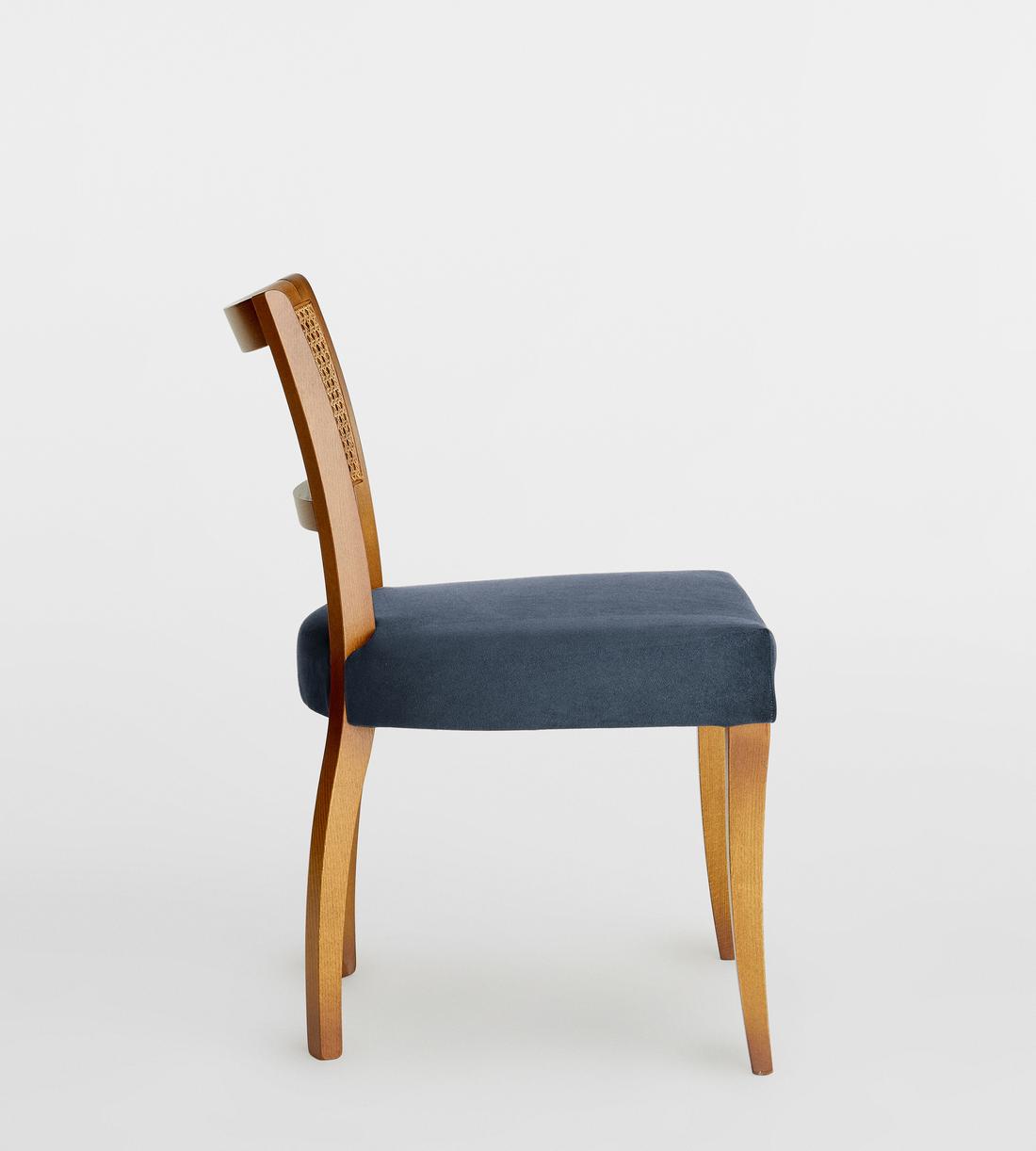 Pair of Molina Dining Chairs - Cane Back - Velvet - Grey Blue - US - Images - Image 5