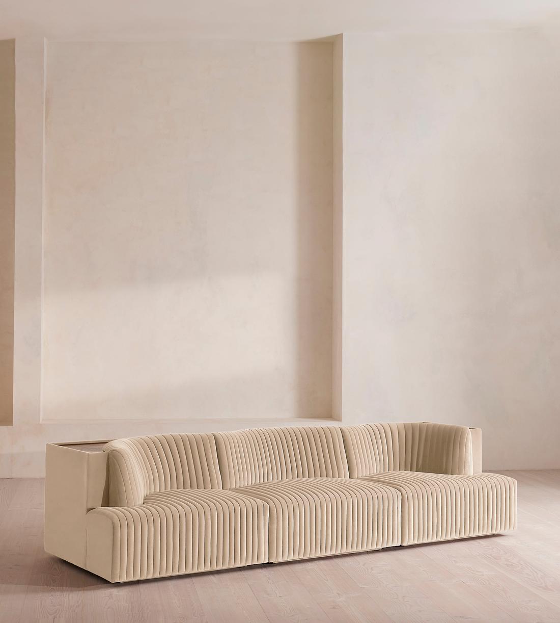 Hamish Modular Sofa - Four Seater - Velvet - Porcelain - Listing - Image 1