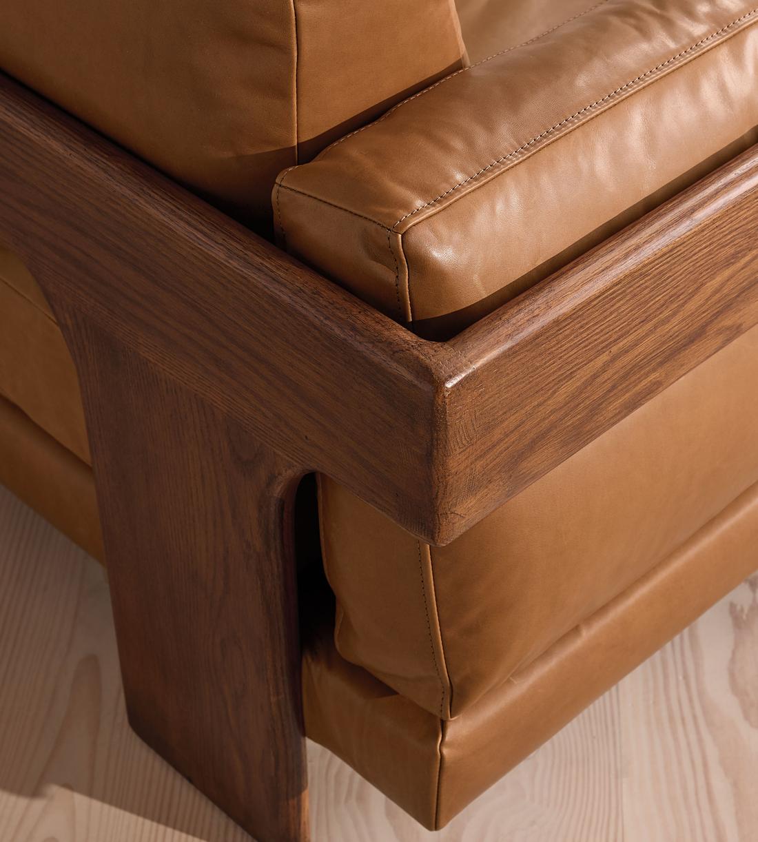 Marcia Three Seater Sofa - Leather - Chestnut - Images - Image 6