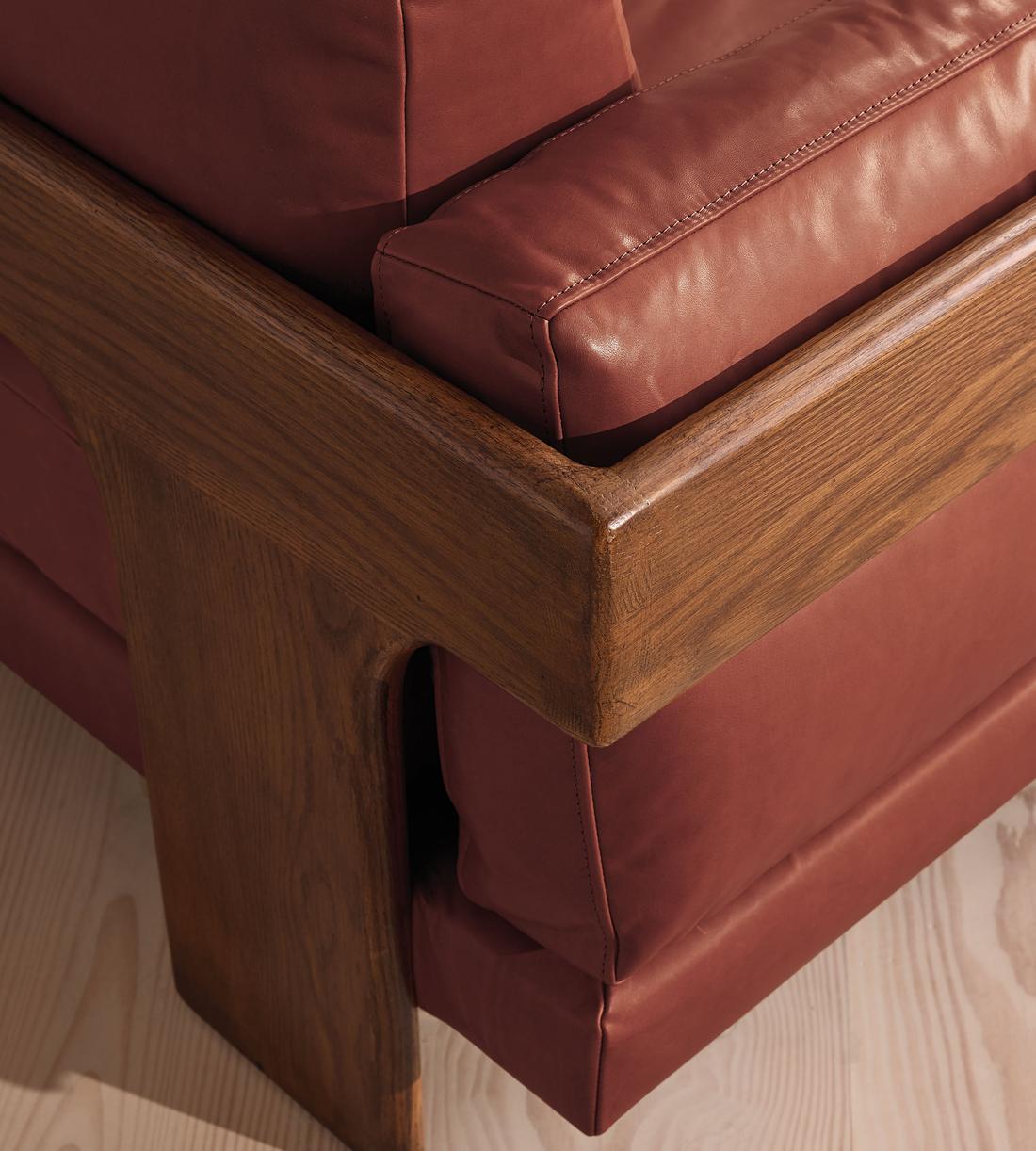 Marcia Three Seater Sofa - Leather - Sangria - Images - Image 5