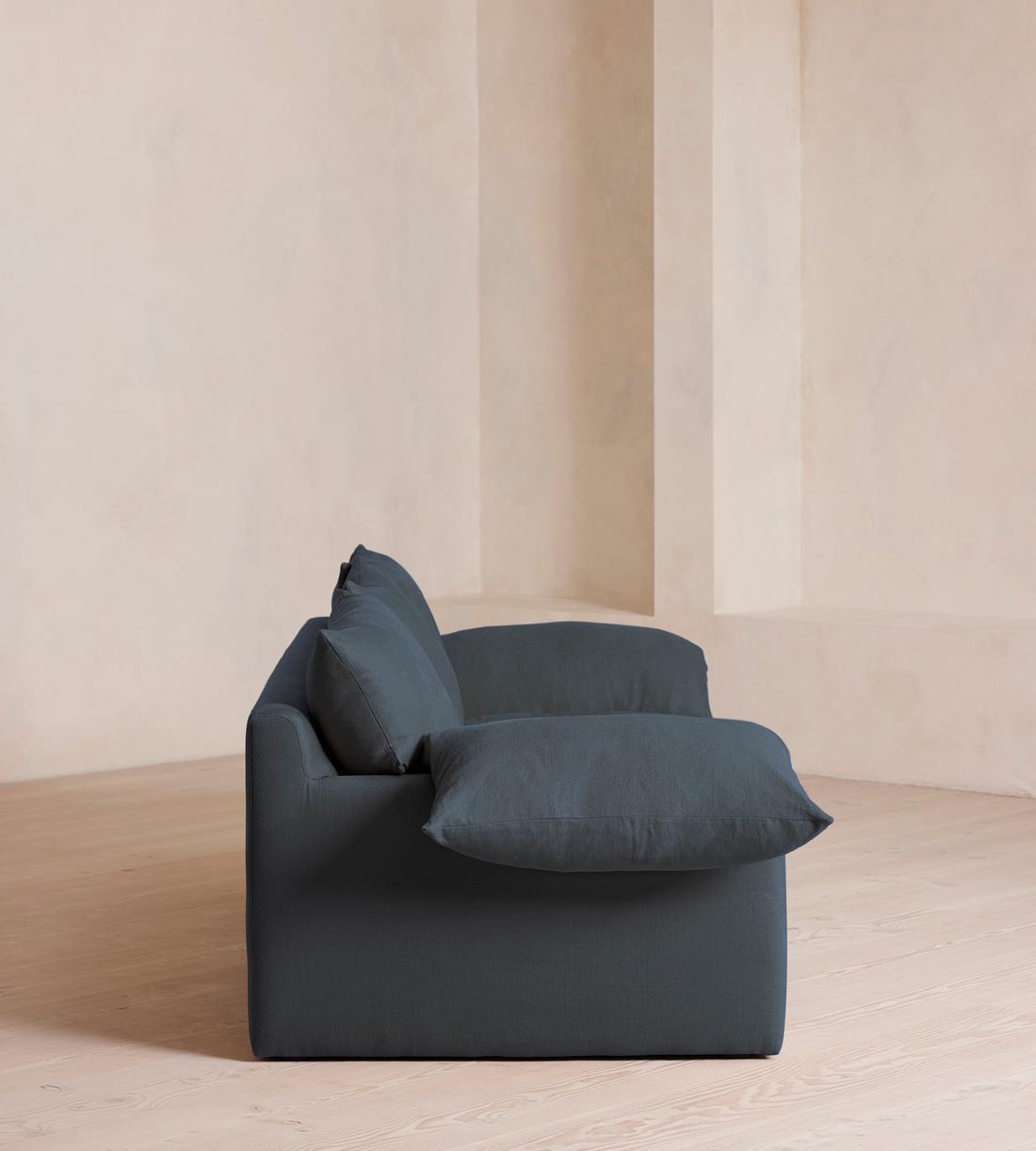 Wyatt Three Seater Sofa - Linen - Prussian Blue - US - Images - Image 3
