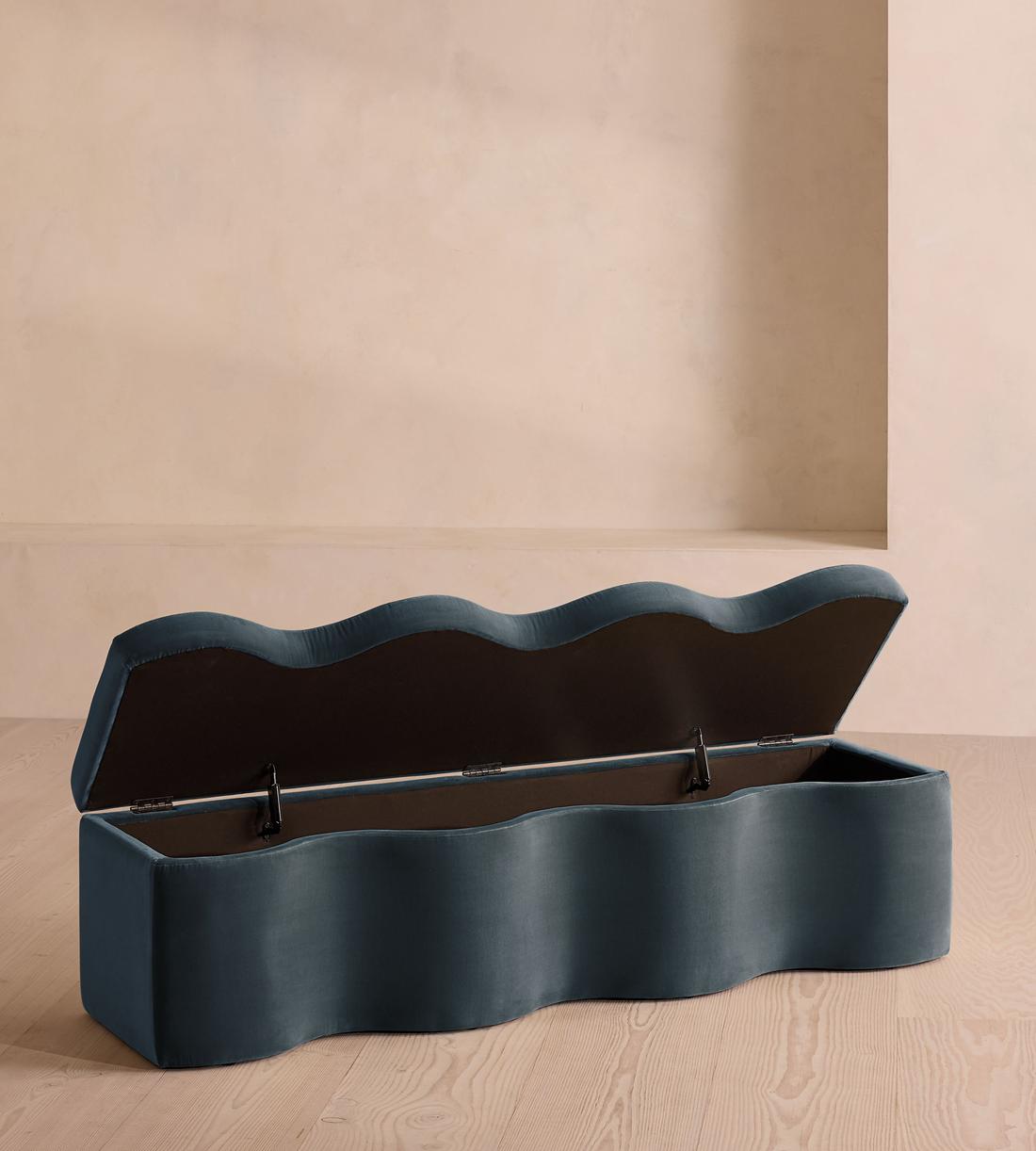 Eli Storage Bench - Grey Blue Velvet - US - Images - Image 3
