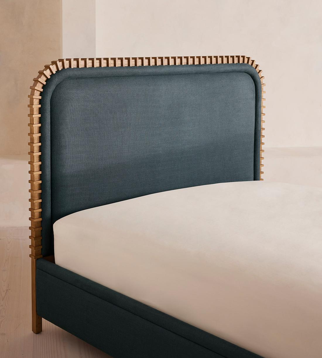Angus Bed - King - Linen - Prussian Blue - Images - Image 4