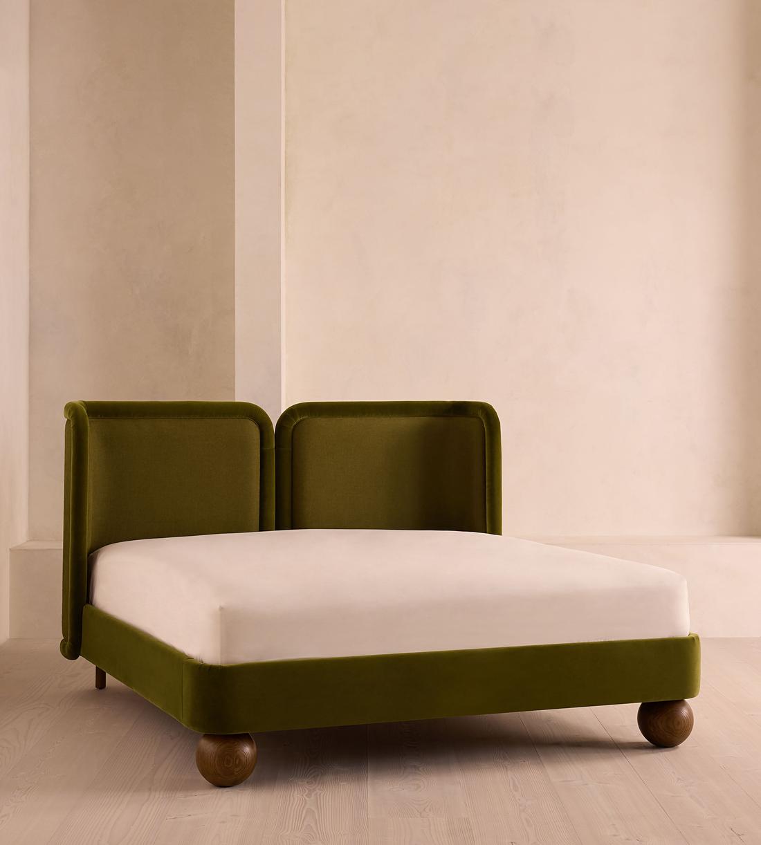 Willem Bed - Queen - Velvet & Linen - Olive - US - Listing - Image 2