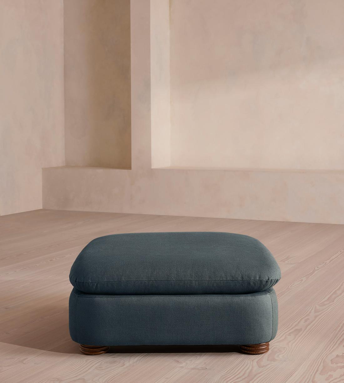 Rava Ottoman - Linen - Prussian Blue - US - Listing - Image 2