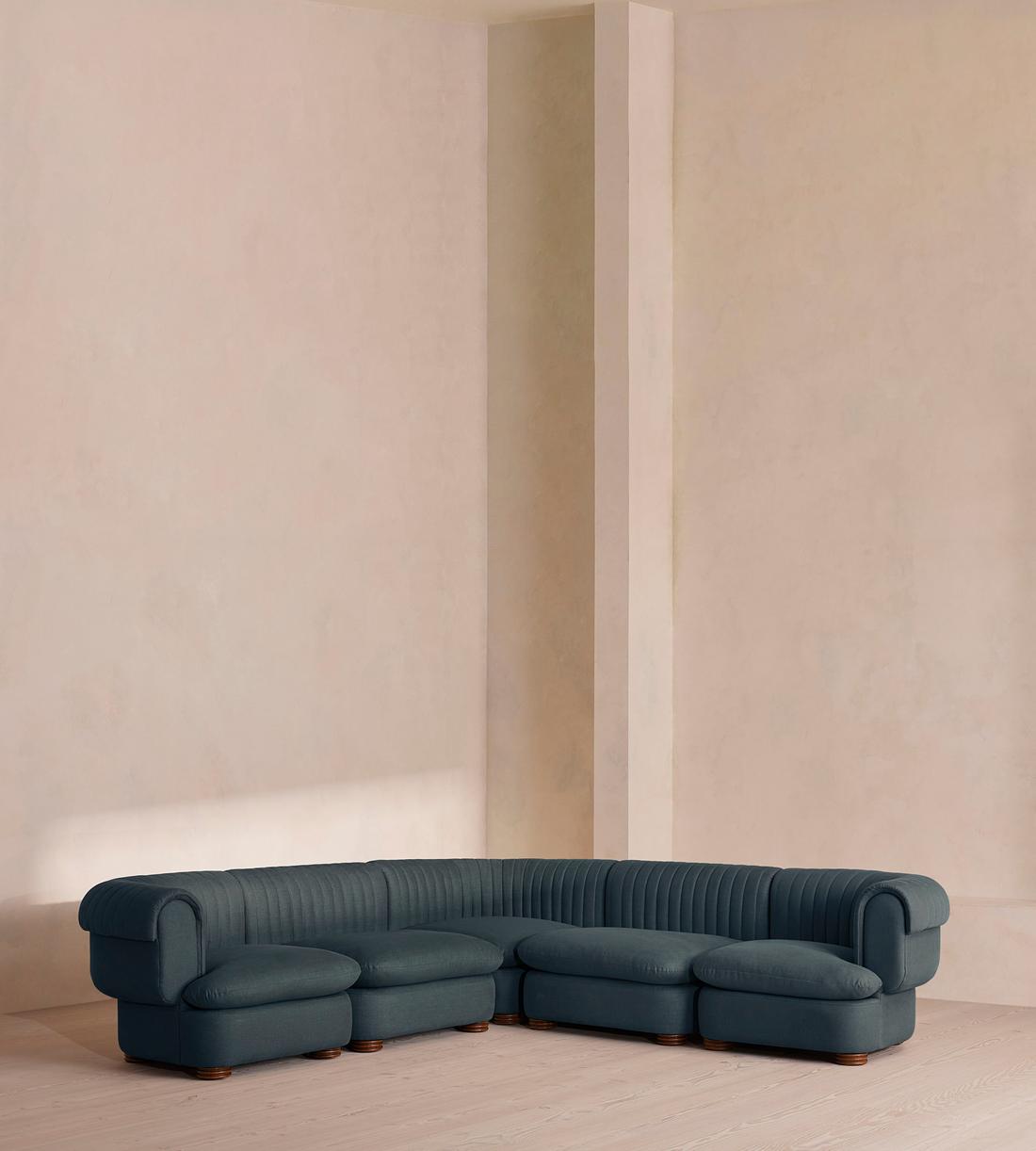 Rava Modular Sofa - Corner Sofa - Linen - Prussian Blue - Listing - Image 1