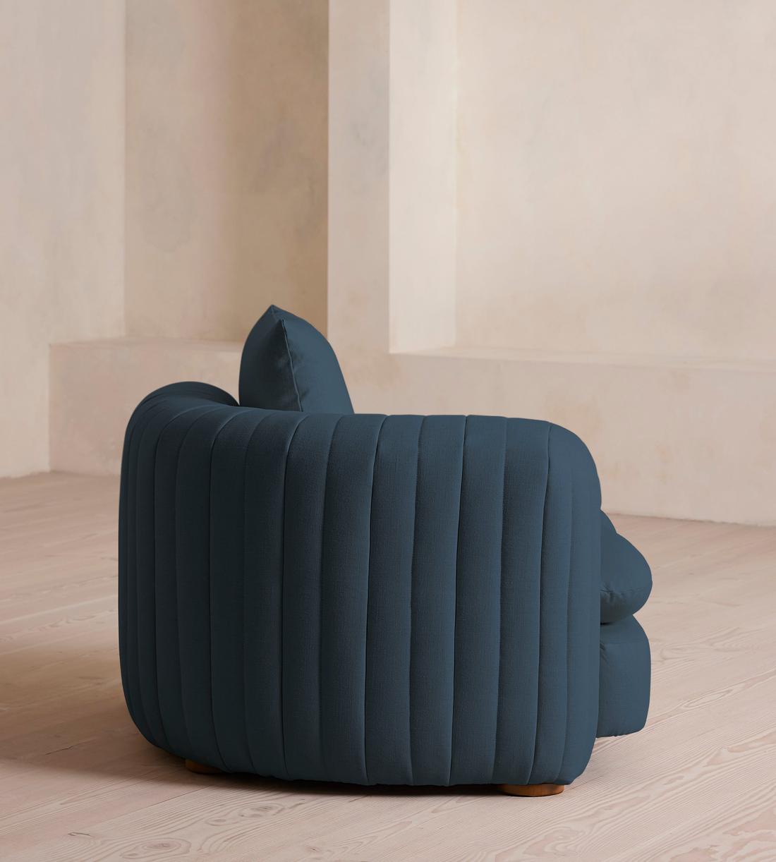 Vivienne Deeper Sit Sectional Sofa - Armless Module - Linen - Prussian Blue - US - Image 3
