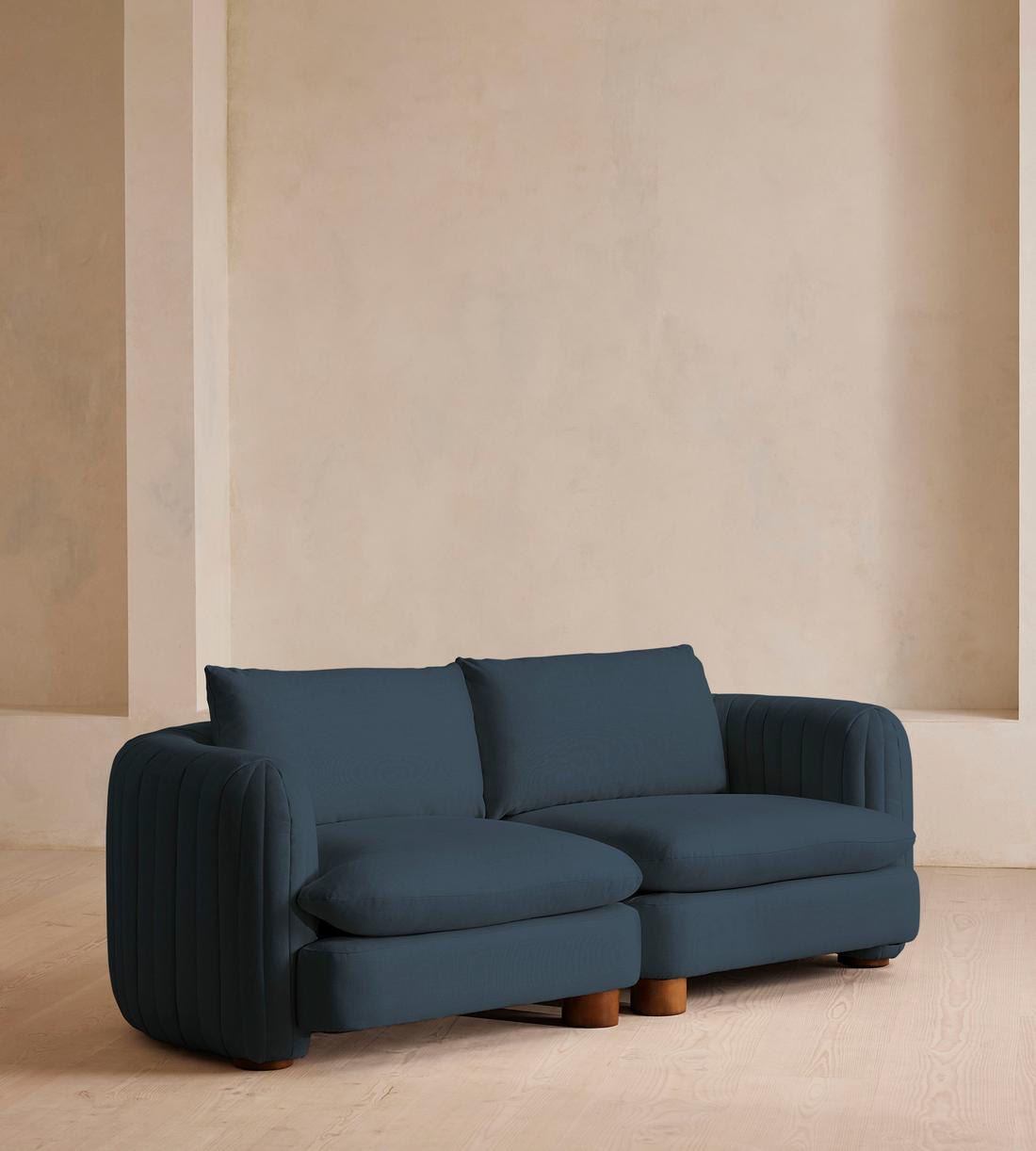 Vivienne Deeper Sit Sectional Sofa - Three Seater - Linen - Prussian Blue - US - Listing - Image 1
