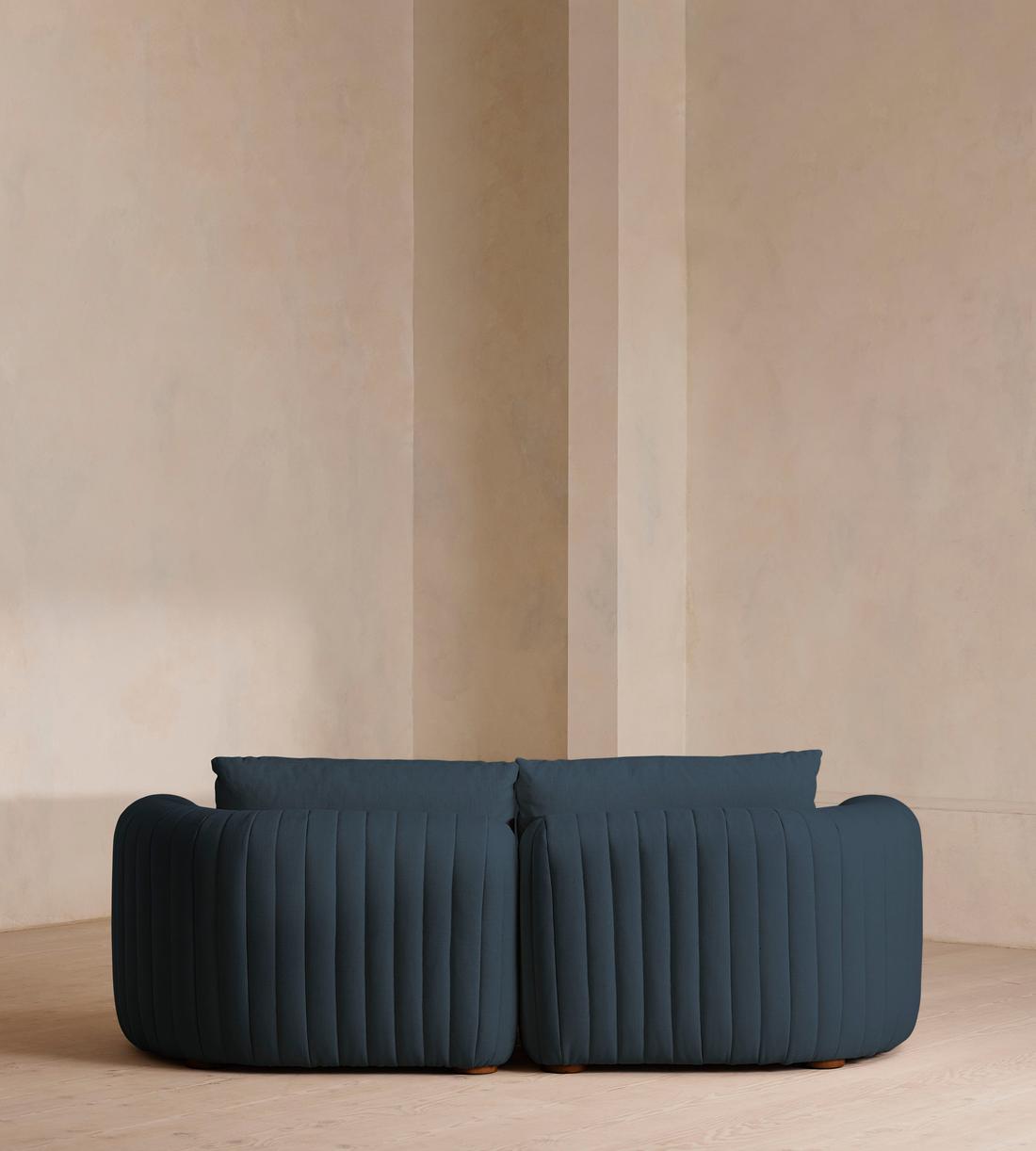 Vivienne Deeper Sit Sectional Sofa - Three Seater - Linen - Prussian Blue - US - Images - Image 3