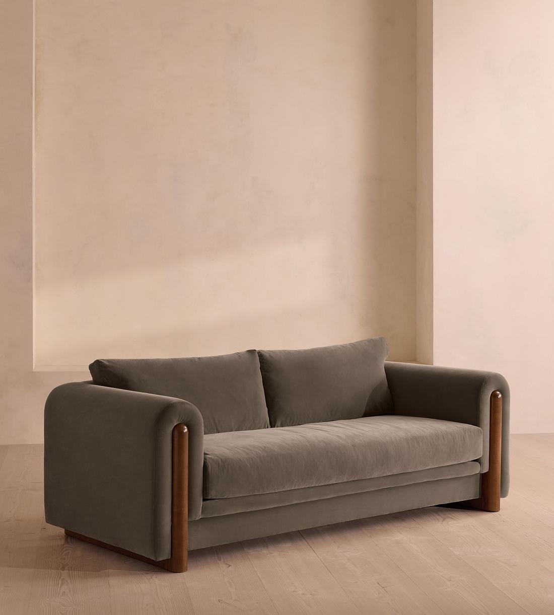 Farrell Three Seater Sofa - Velvet - Taupe - Listing - Image 1